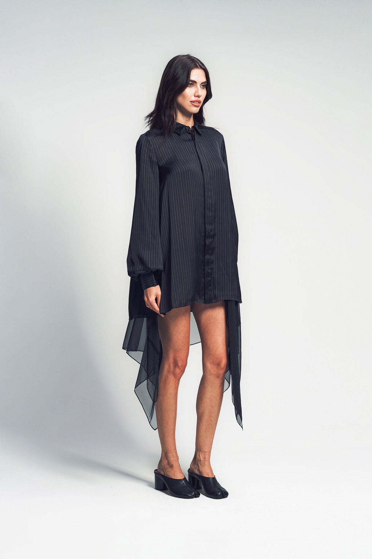 SACAI | STRIPED SATIN DRESS