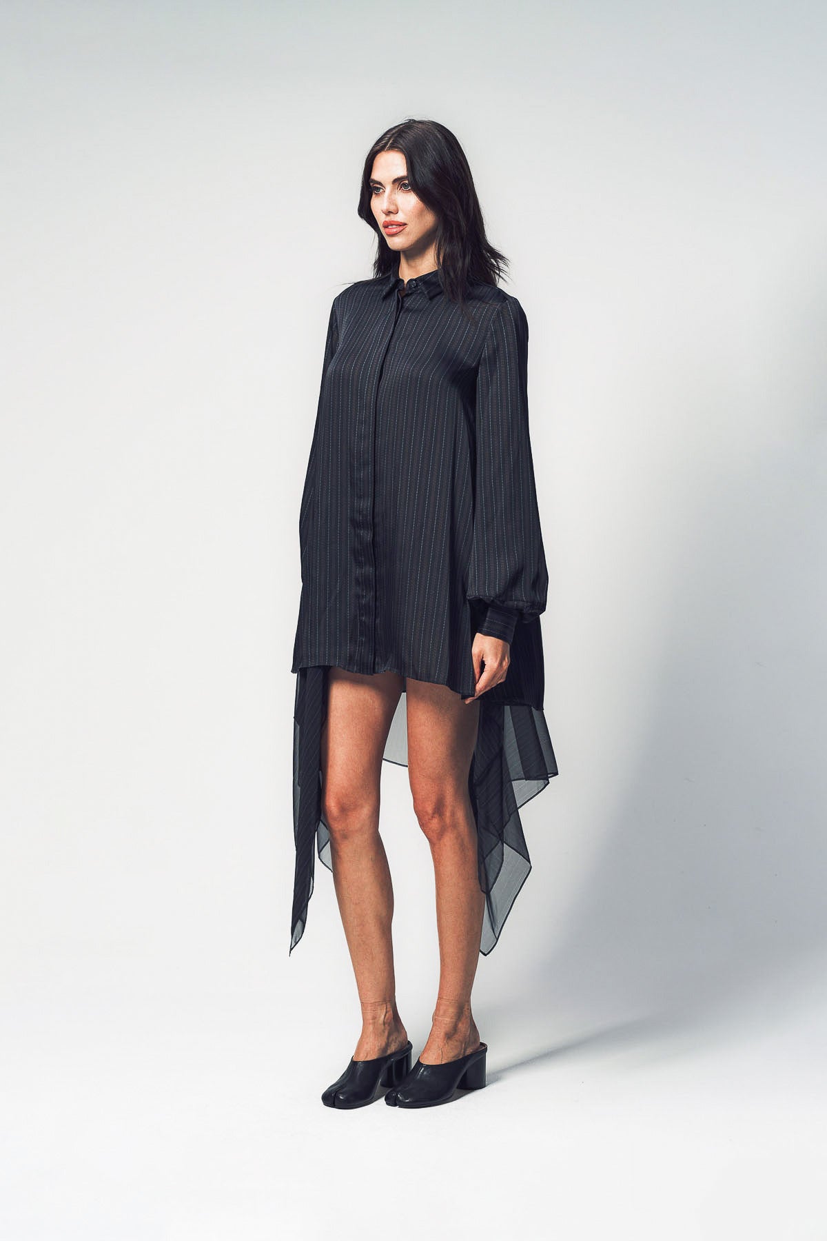 SACAI | STRIPED SATIN DRESS