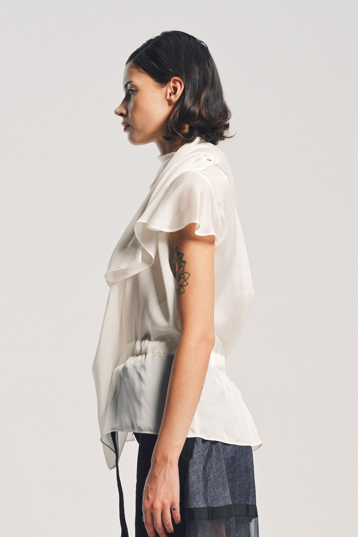 SACAI | SATIN COTTON T-SHIRT