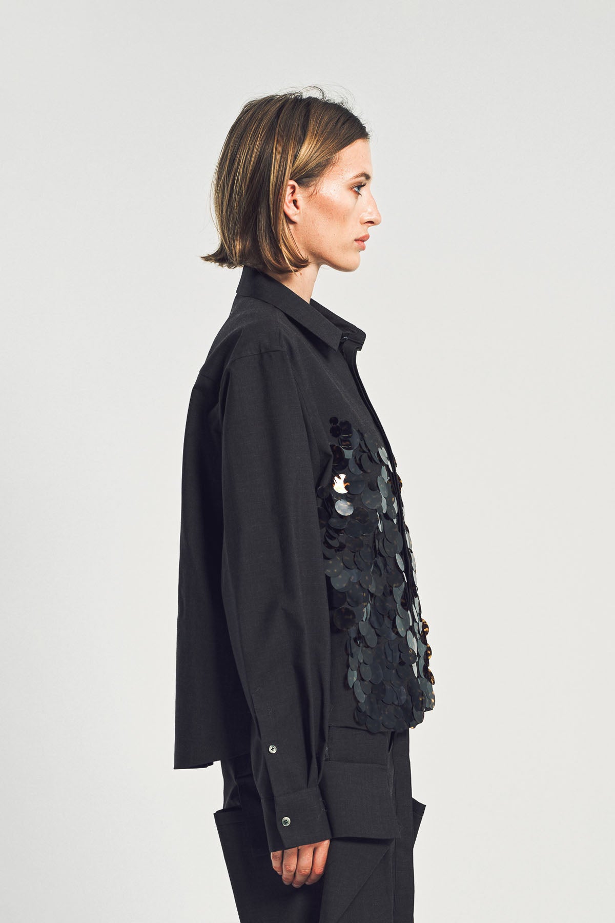 SACAI | SEQUIN LONG SLEEVE SHIRT