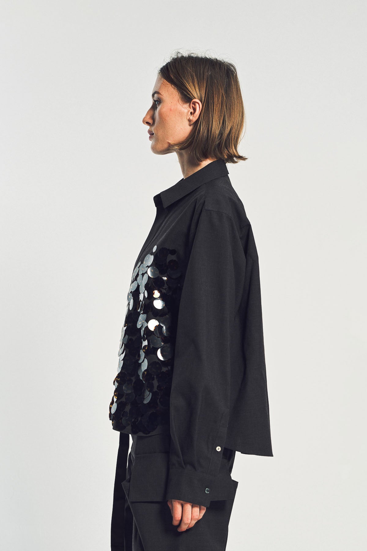 SACAI | SEQUIN LONG SLEEVE SHIRT