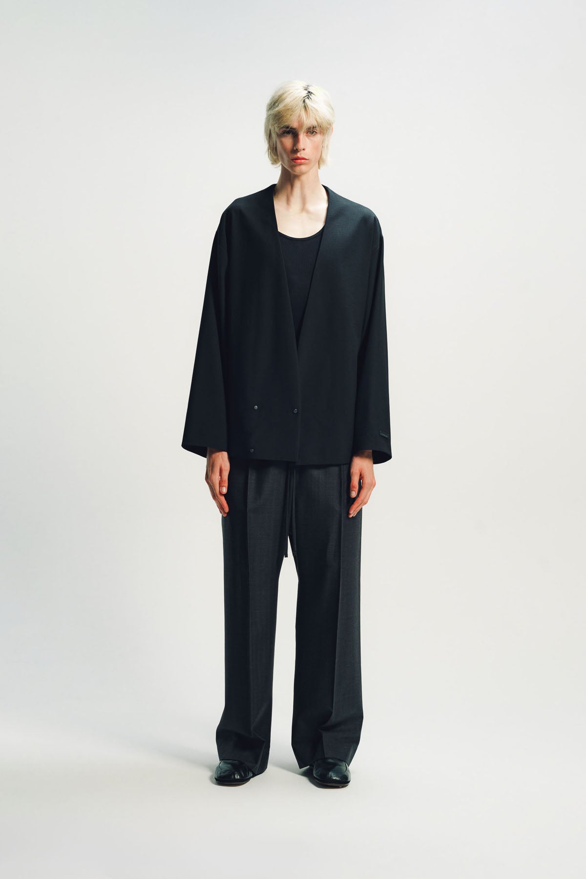 Fear of God | Grey Striped Wool Wide Leg Drawstring Pants