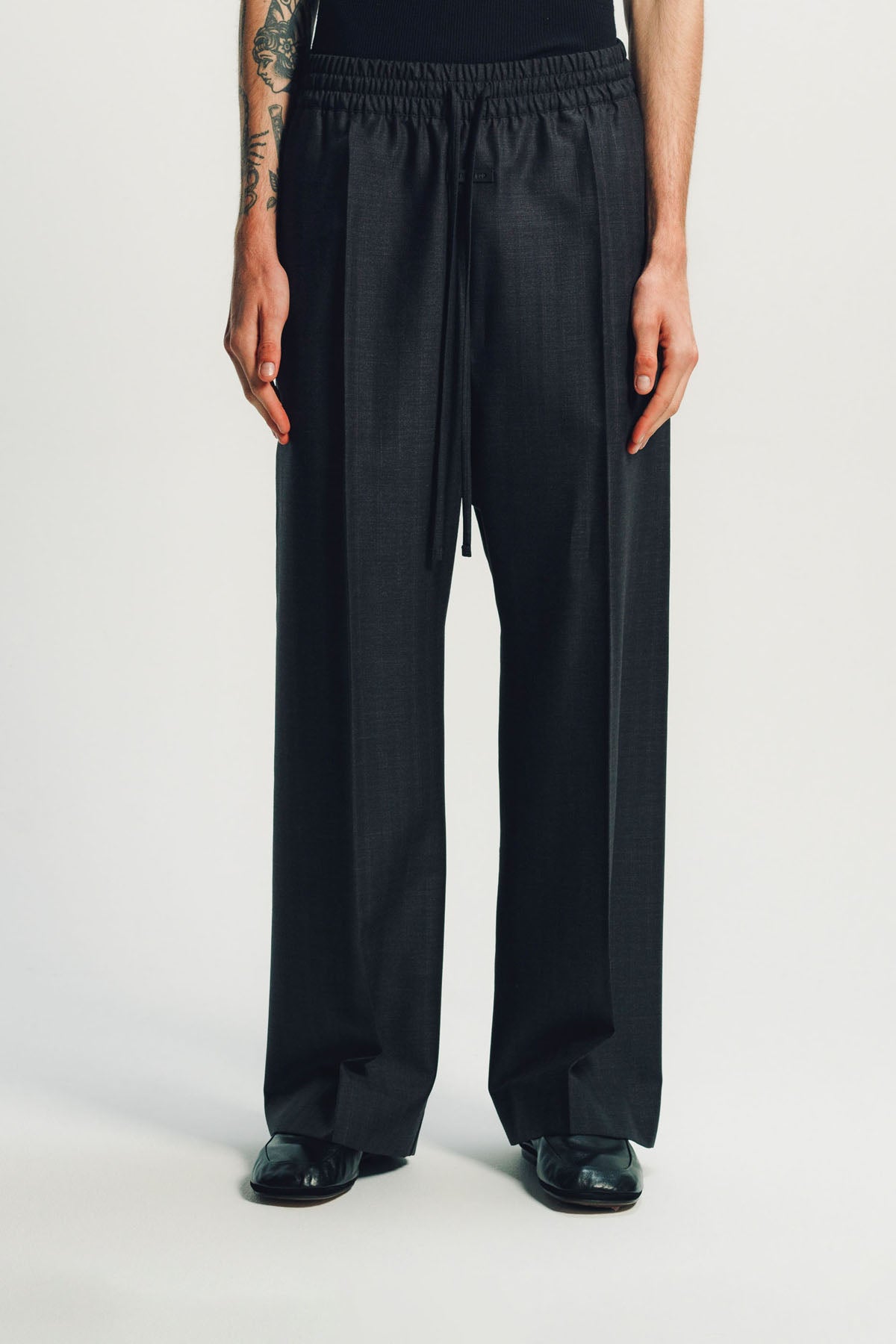 Fear of God | Grey Striped Wool Wide Leg Drawstring Pants