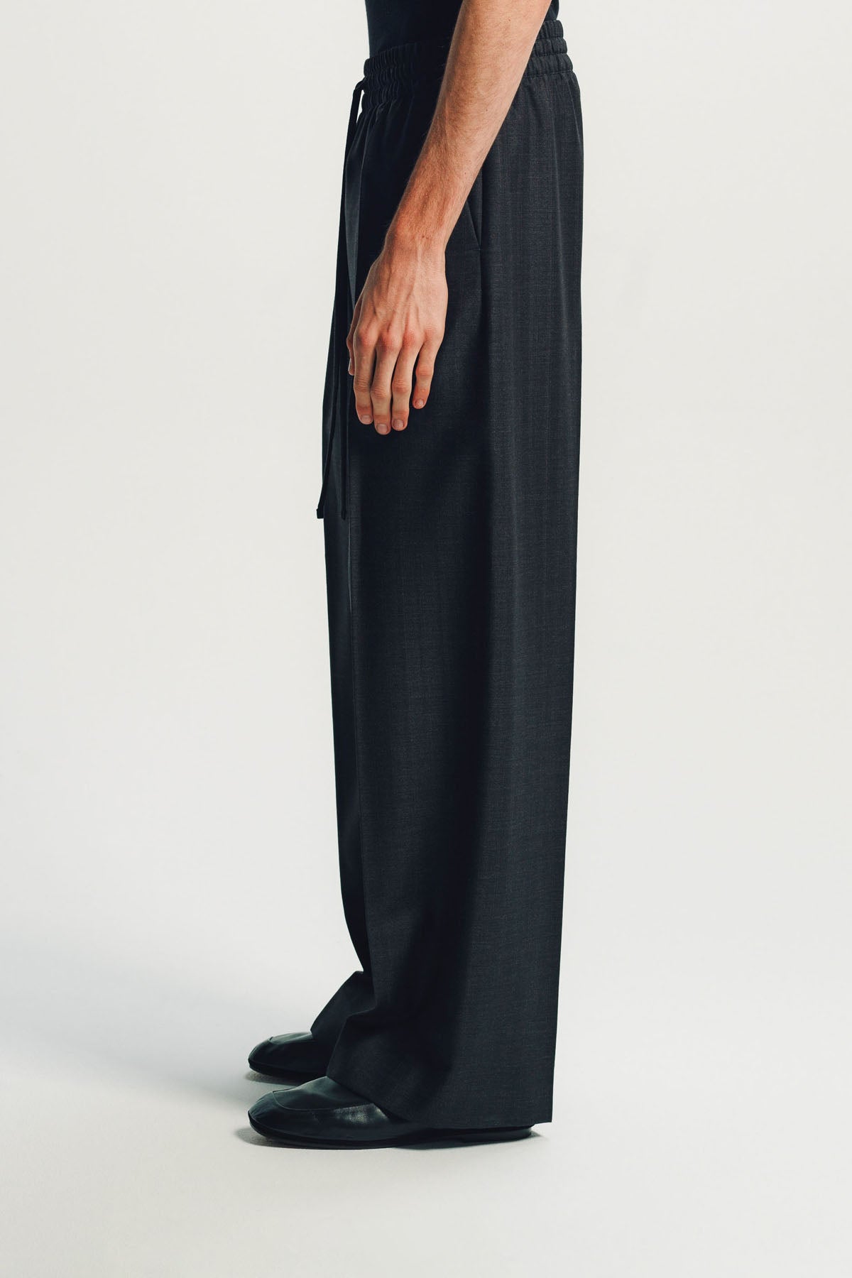 Fear of God | Grey Striped Wool Wide Leg Drawstring Pants