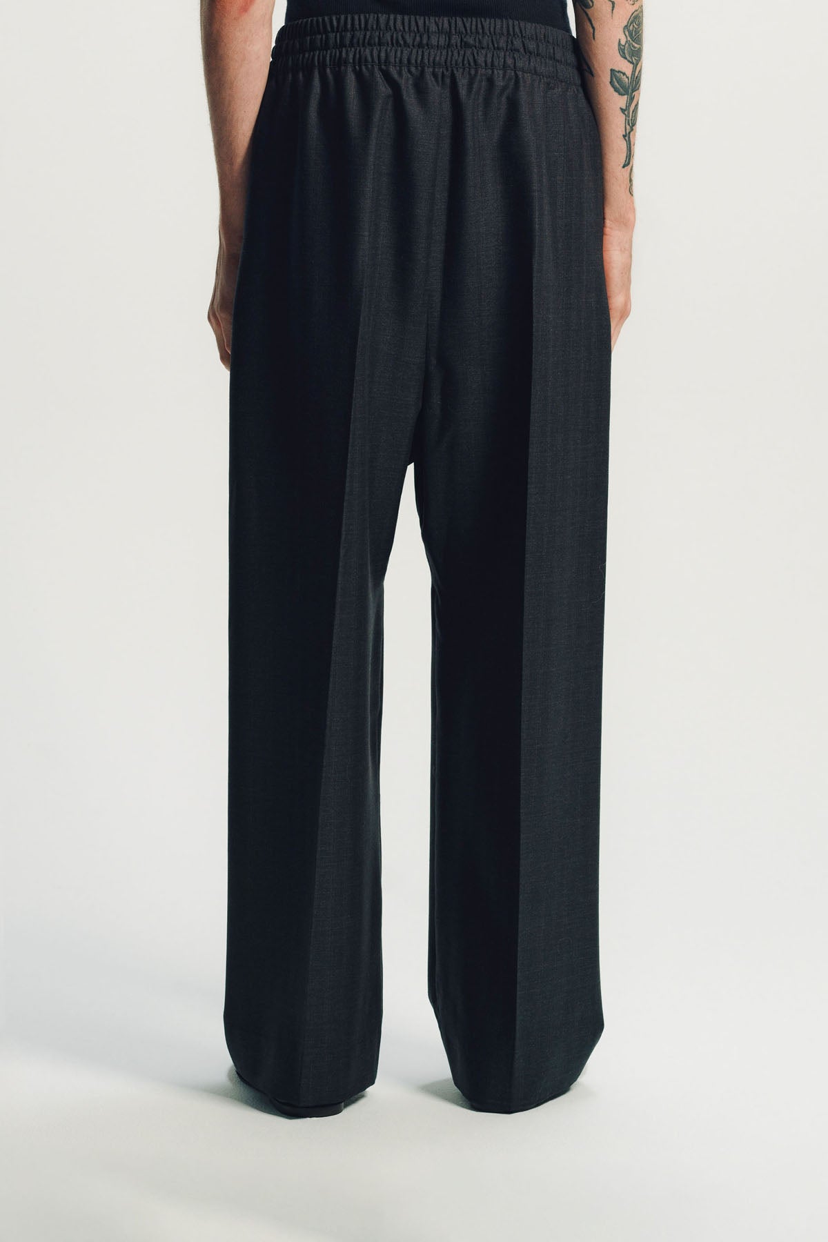 Fear of God | Grey Striped Wool Wide Leg Drawstring Pants