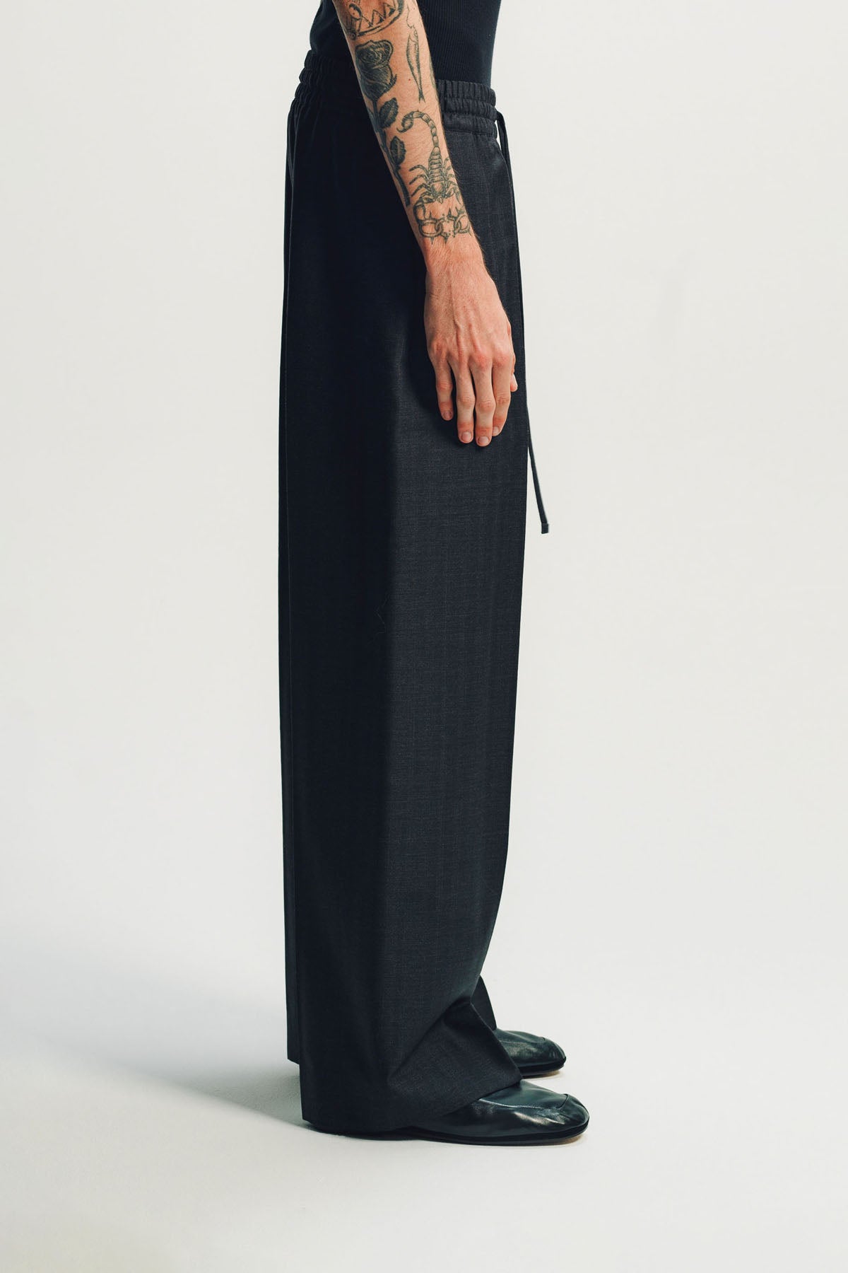 Fear of God | Grey Striped Wool Wide Leg Drawstring Pants