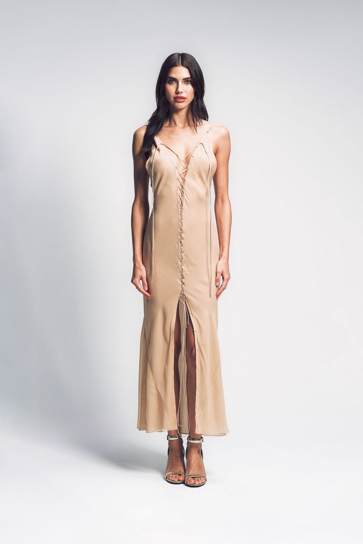 ALEXX BROWN | LACE-UP CAMISOLE DRESS