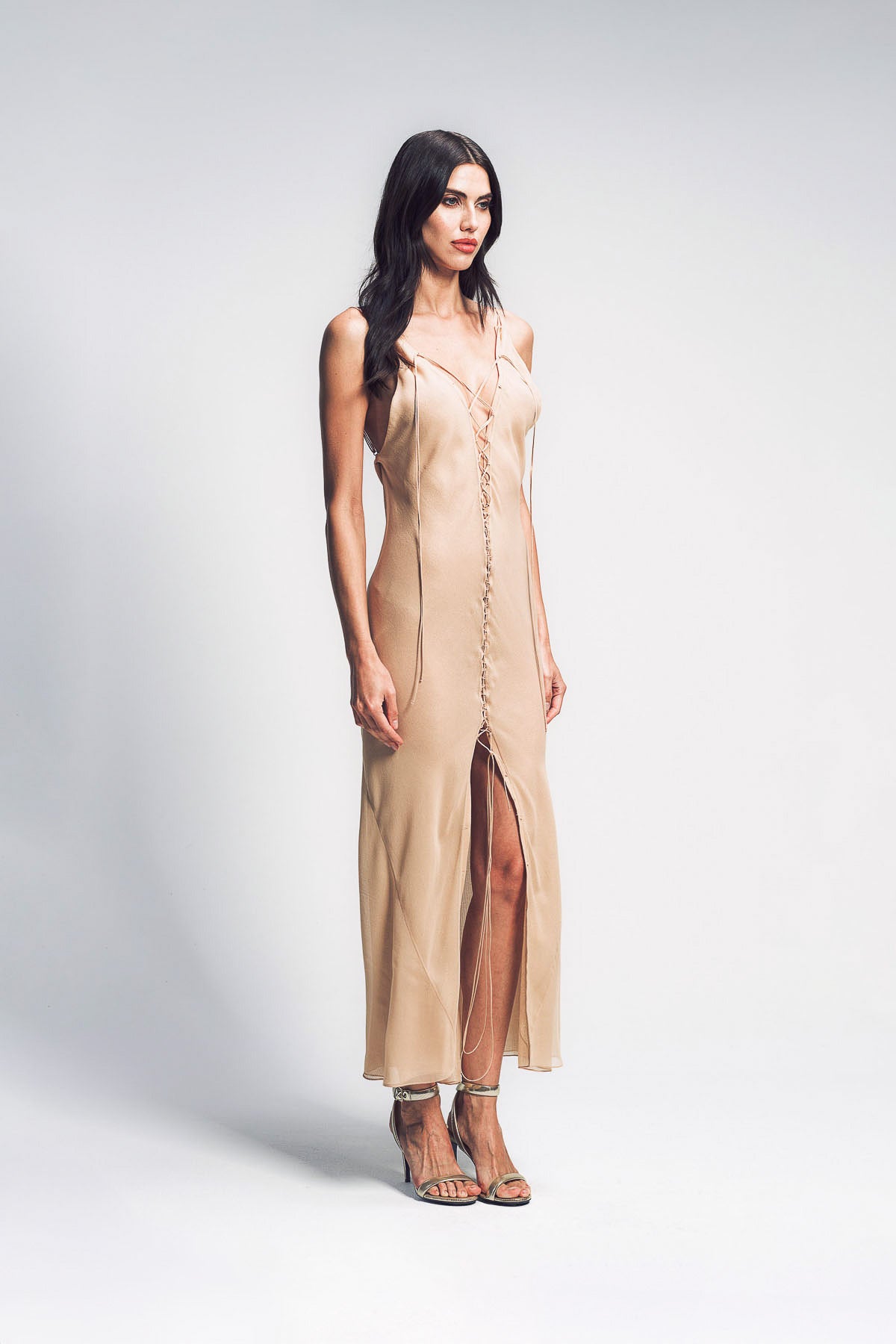ALEXX BROWN | LACE-UP CAMISOLE DRESS