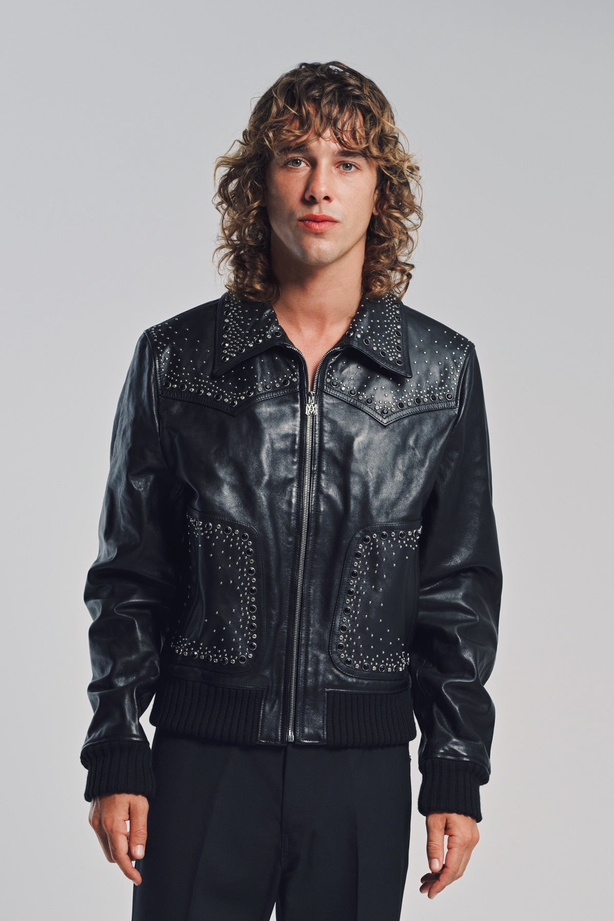 AMIRI レザーシャツ AMIRI | SHIMMER BOUCLÉ LONG SLEEVE SHIRT