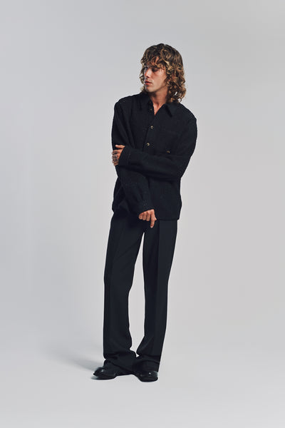 AMIRI | SHIMMER BOUCLÉ LONG SLEEVE SHIRT