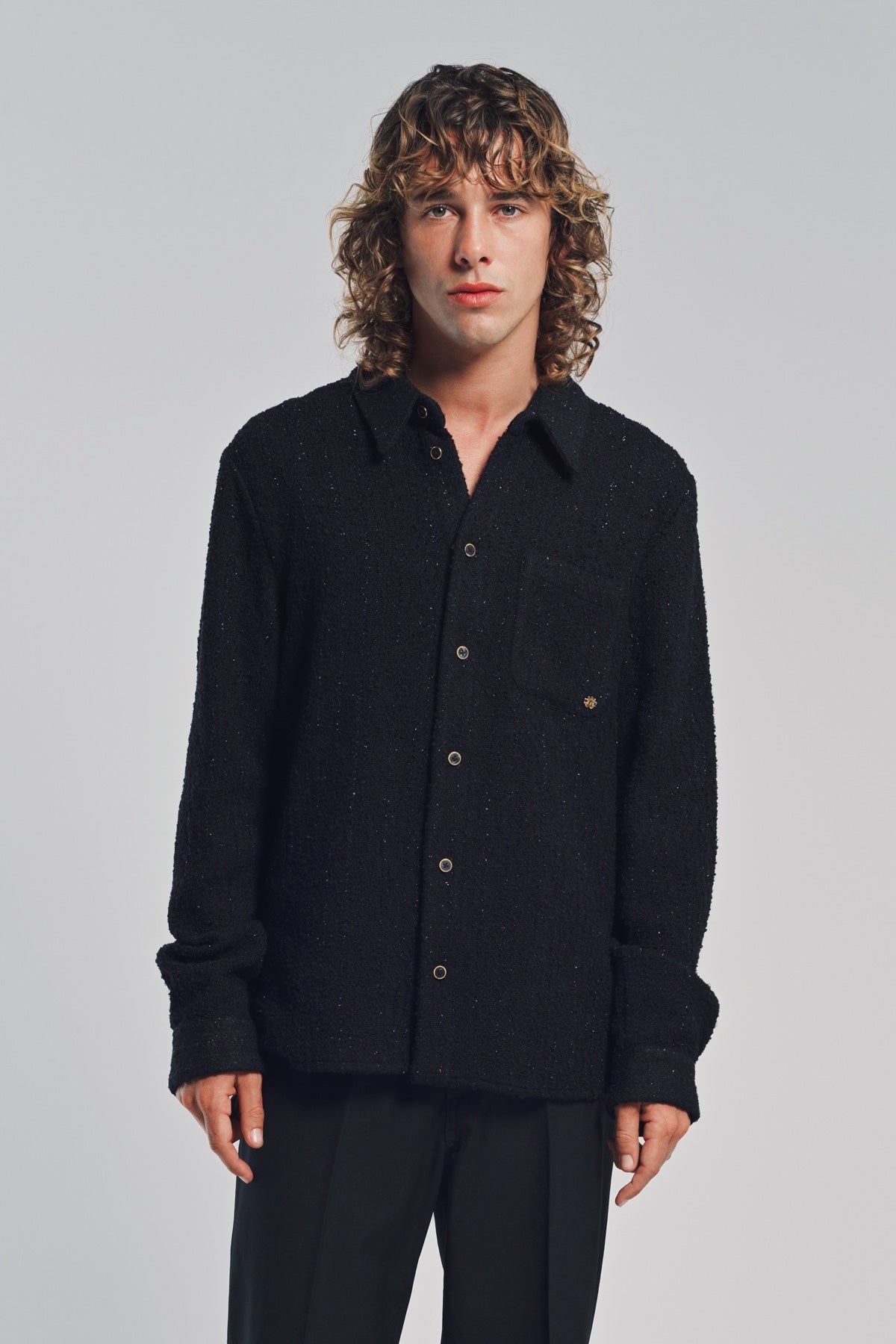 AMIRI | SHIMMER BOUCLÉ LONG SLEEVE SHIRT