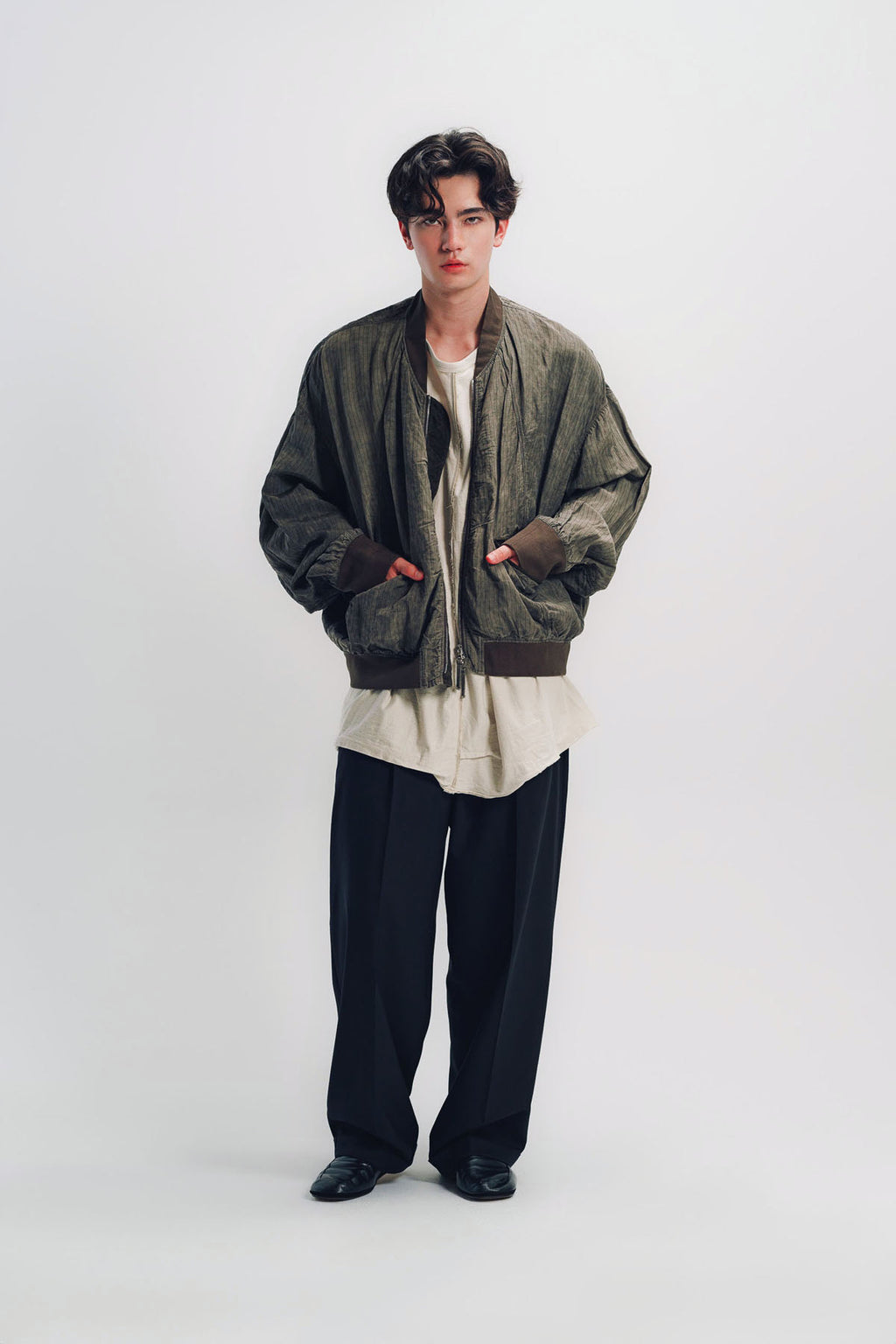 Ziggy Chen | Striped Bomber Jacket