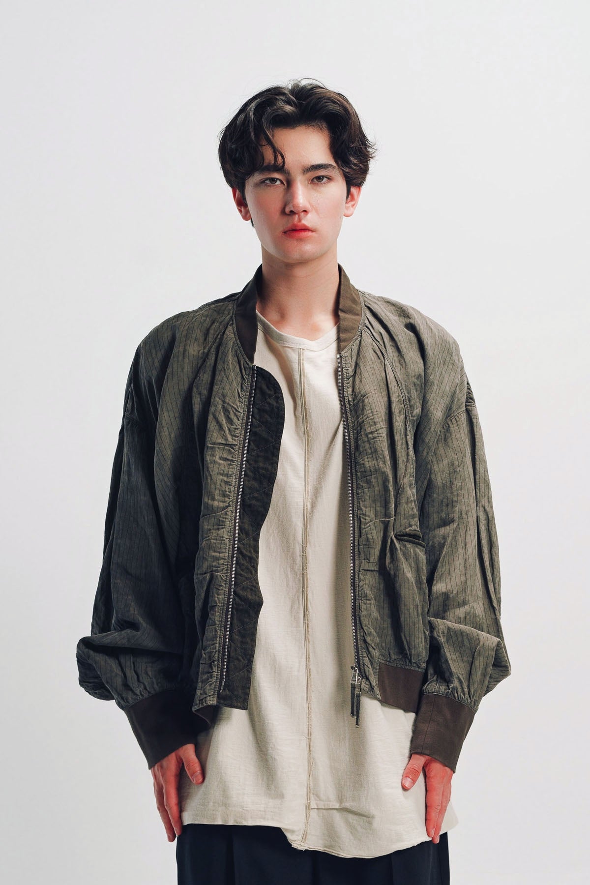 Ziggy Chen | Striped Bomber Jacket