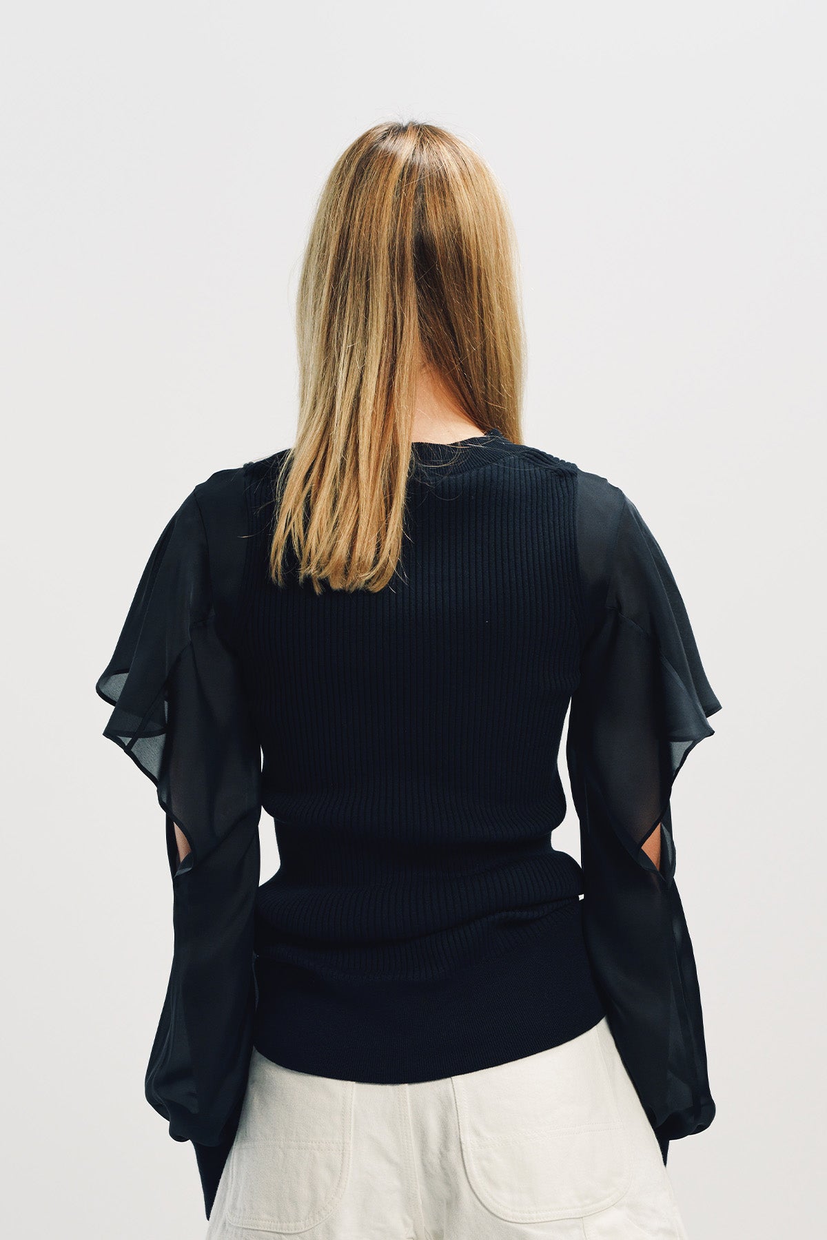 SACAI | SATIN COTTON KNIT PULLOVER