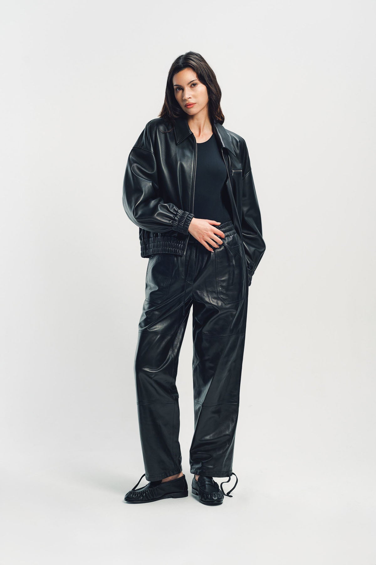JIL SANDER | LEATHER JOGGER PANTS