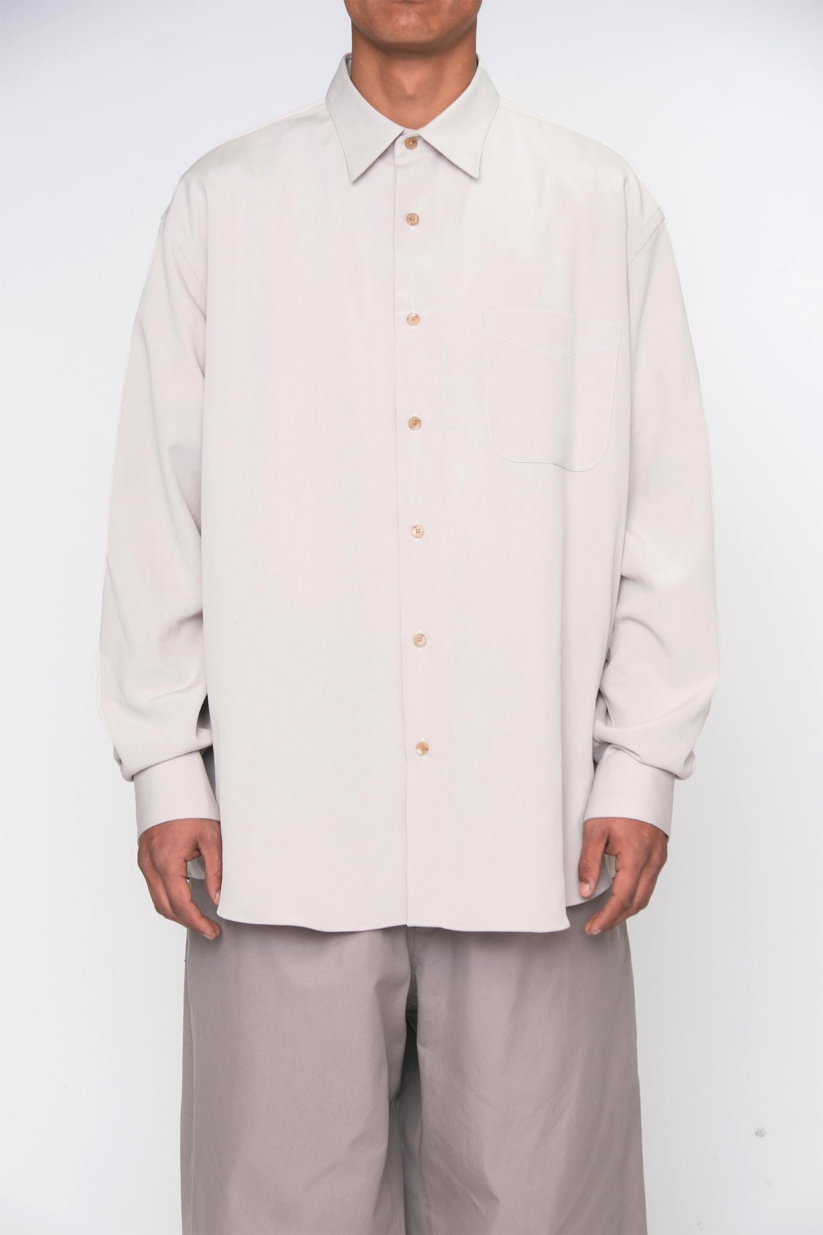 A.PRESSE | SILK PIQUE REGULAR COLLAR SHIRT