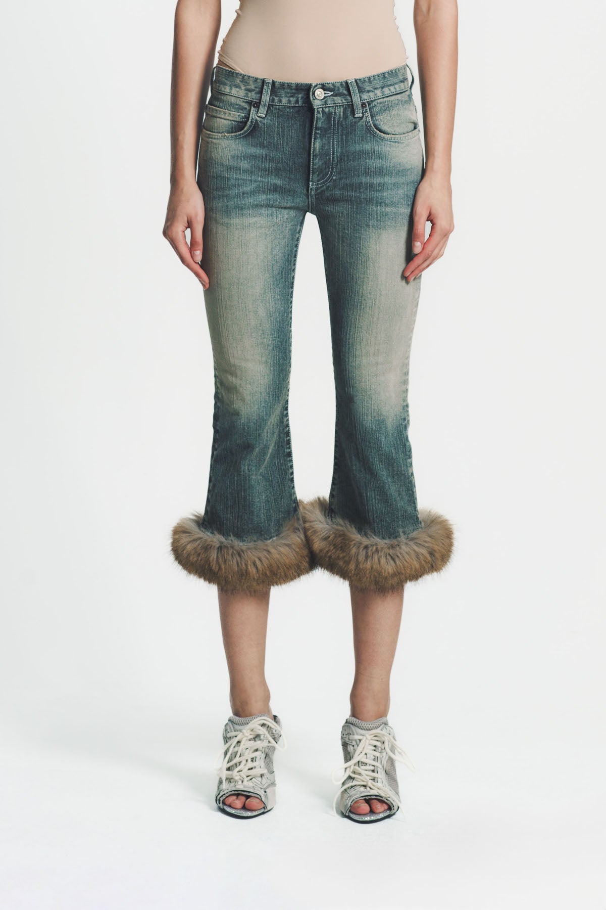BALENCIAGA | FUR TRIM FLARED CAPRI PANTS