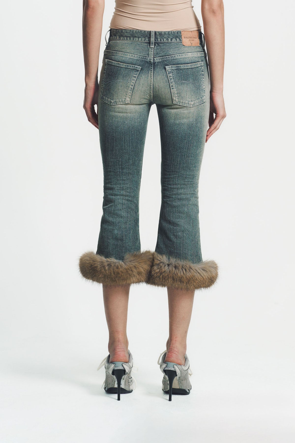 BALENCIAGA | FUR TRIM FLARED CAPRI PANTS