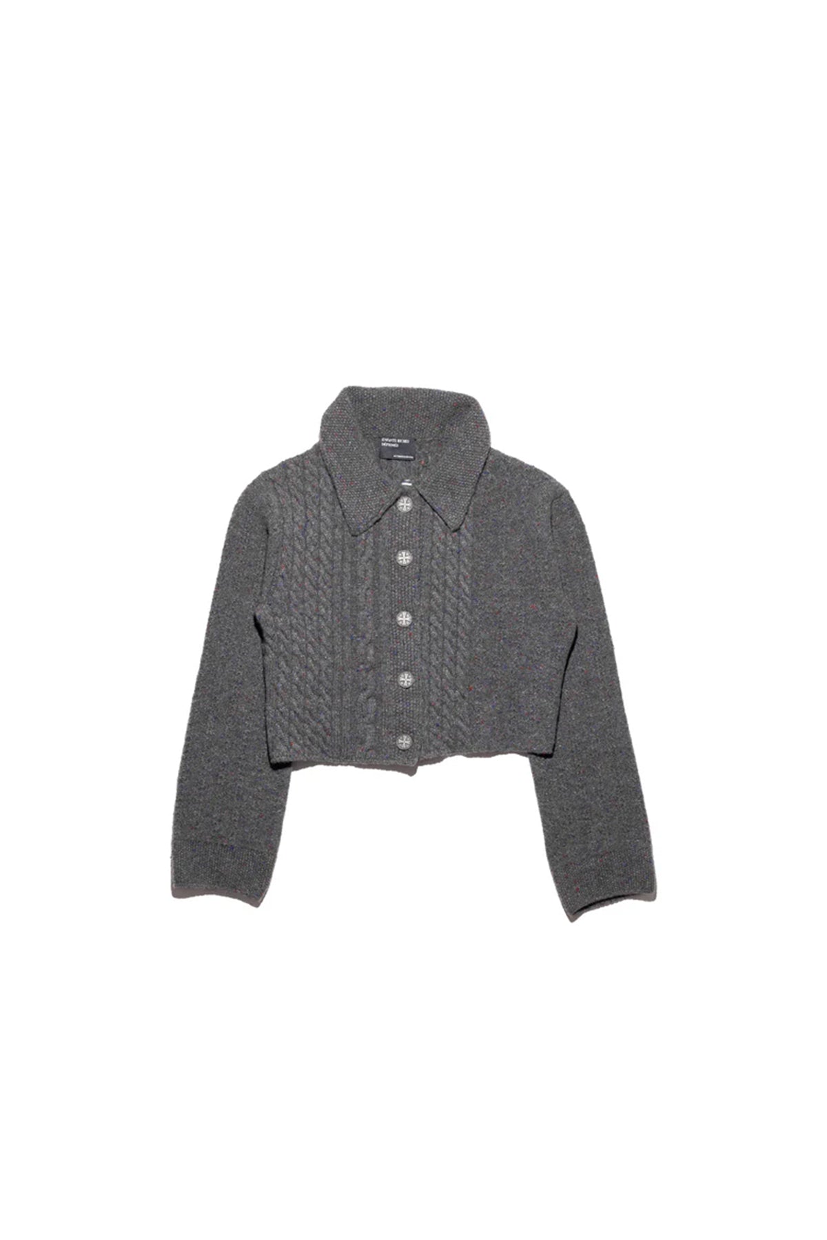 ENFANTS RICHES DÉPRIMÉS | GREY COLLARED CROPPED CARDIGAN