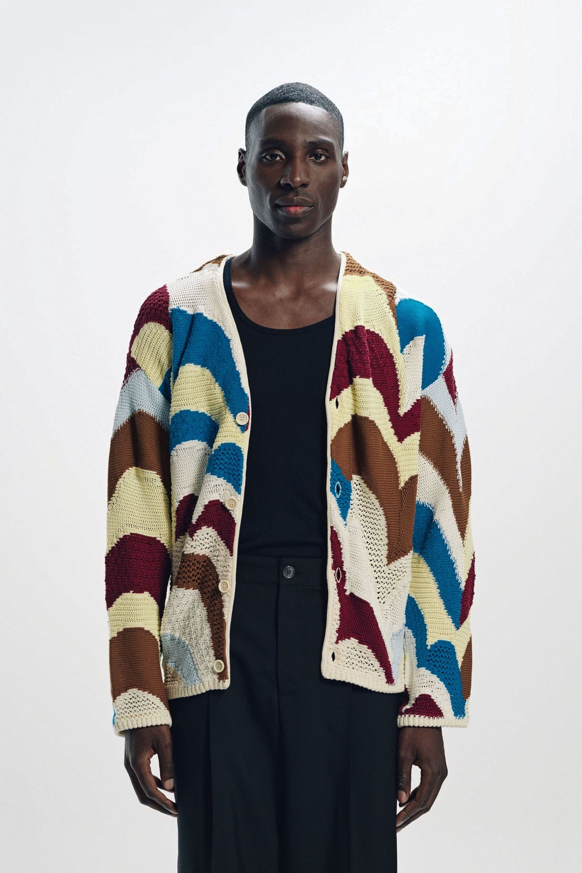 MARNI | CAMEL STRIPED MOHAIR CARDIGAN