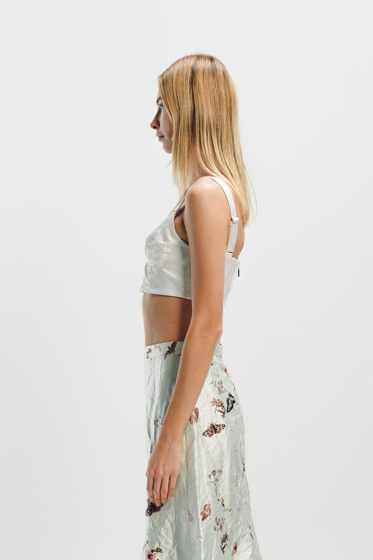 ERDEM | FLORAL CRUSHED SATIN BRA TOP