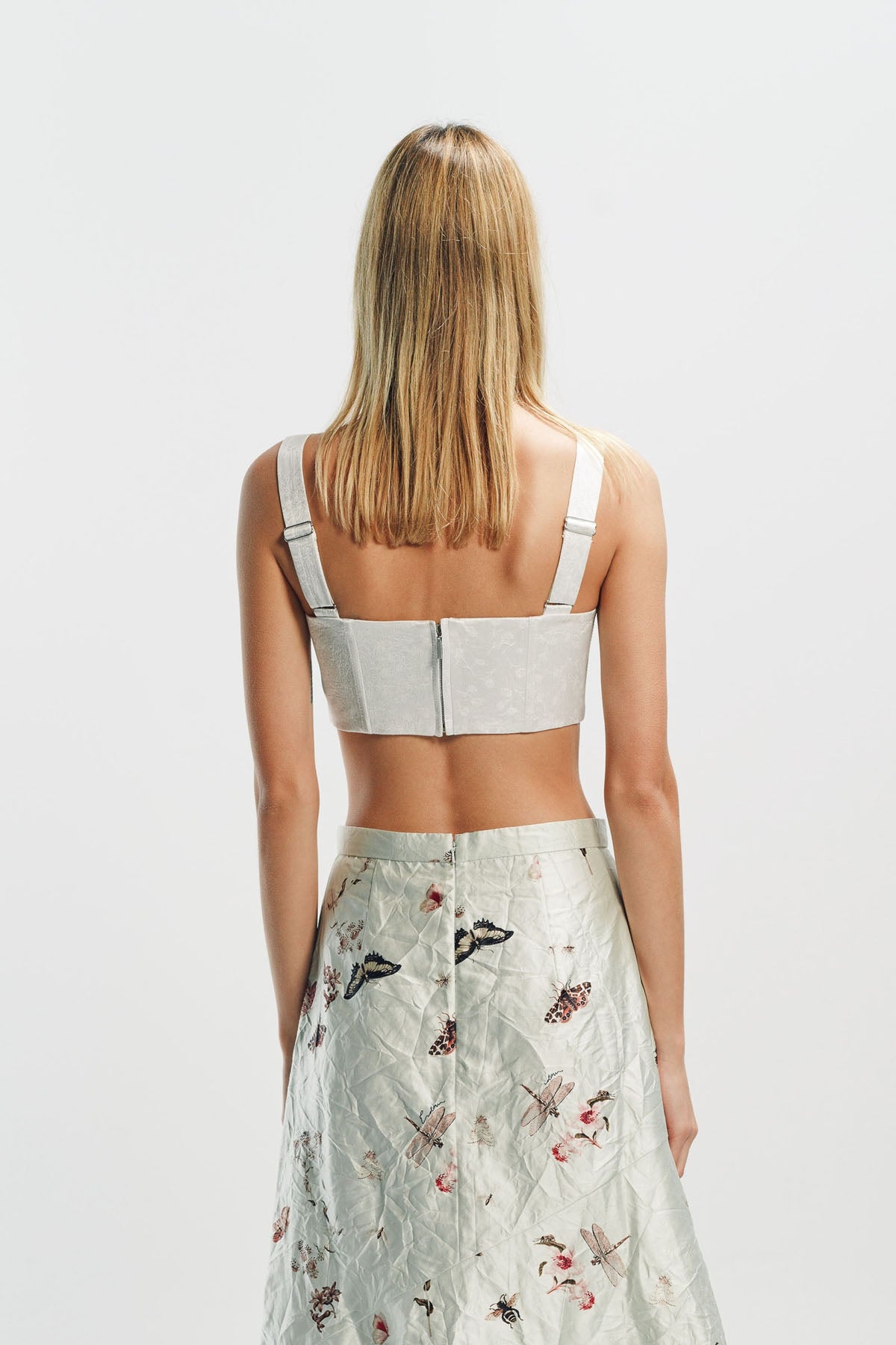 ERDEM | FLORAL CRUSHED SATIN BRA TOP