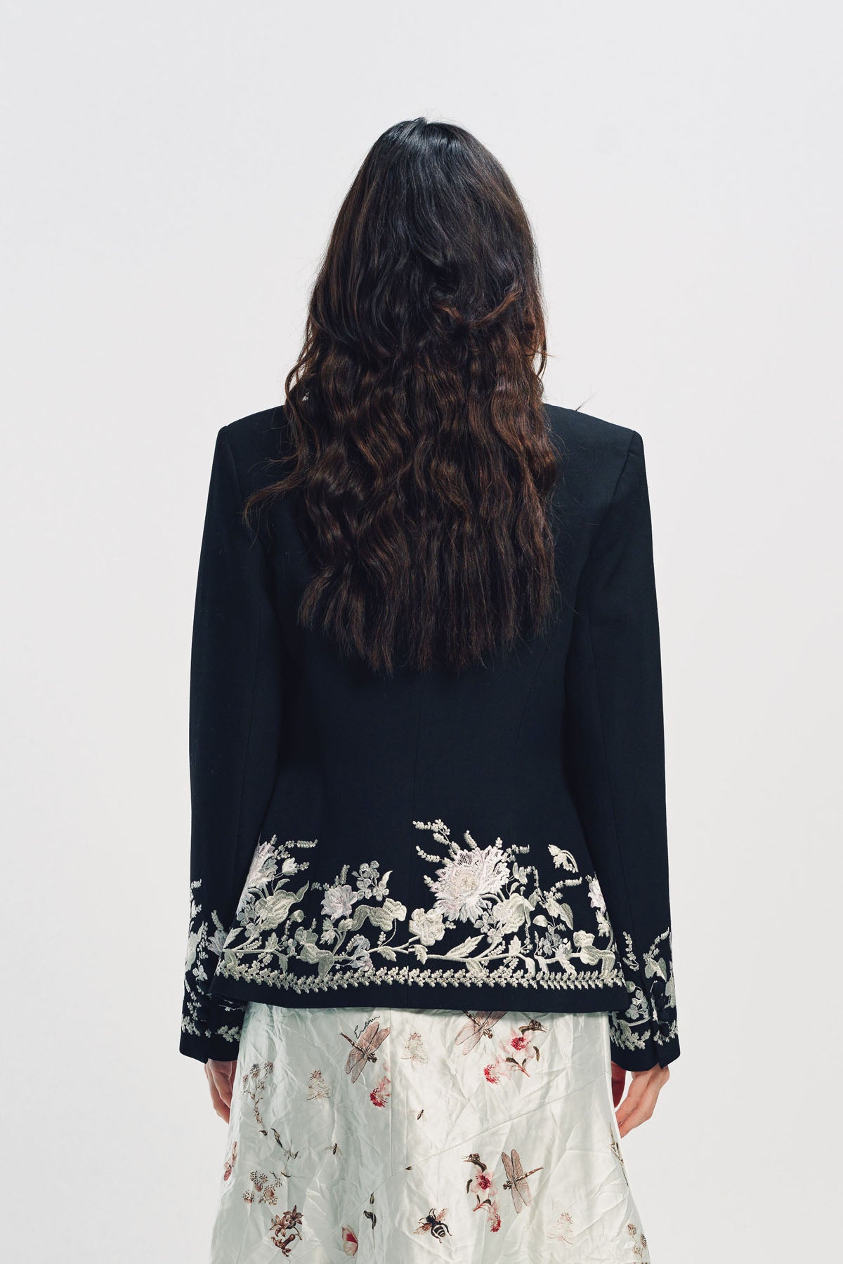 ERDEM | EMBROIDERED GRAIN DE POUDRE FITTED BLAZER
