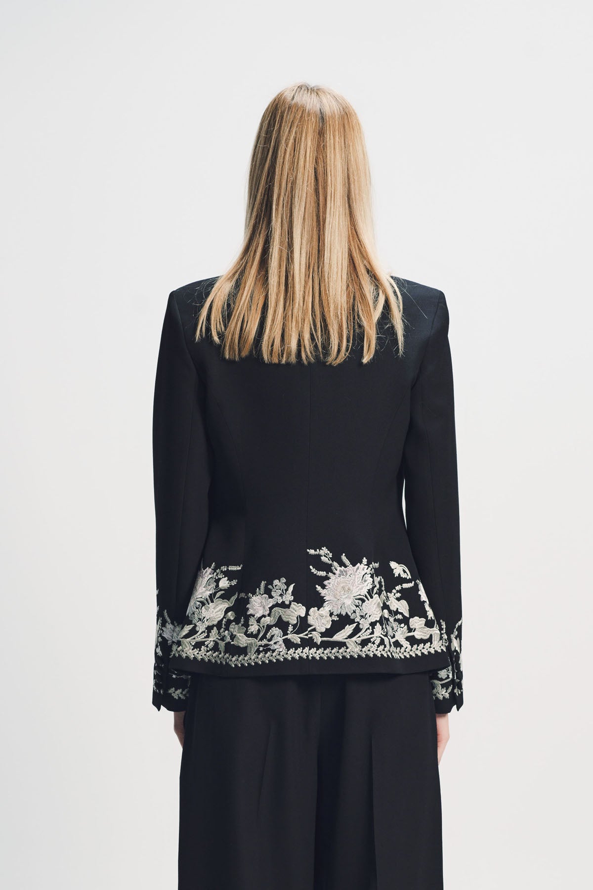 ERDEM | EMBROIDERED GRAIN DE POUDRE FITTED BLAZER