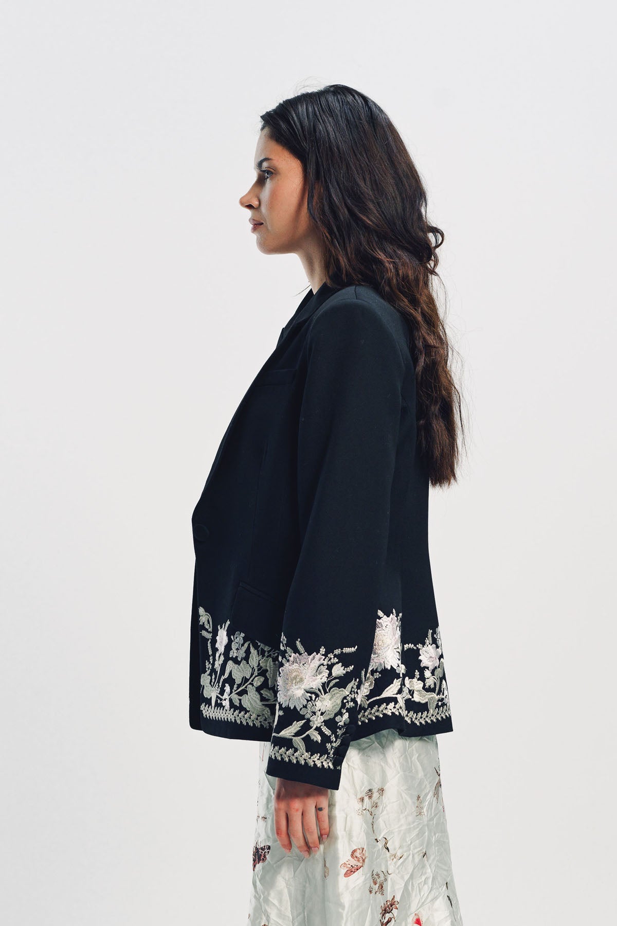 ERDEM | EMBROIDERED GRAIN DE POUDRE FITTED BLAZER