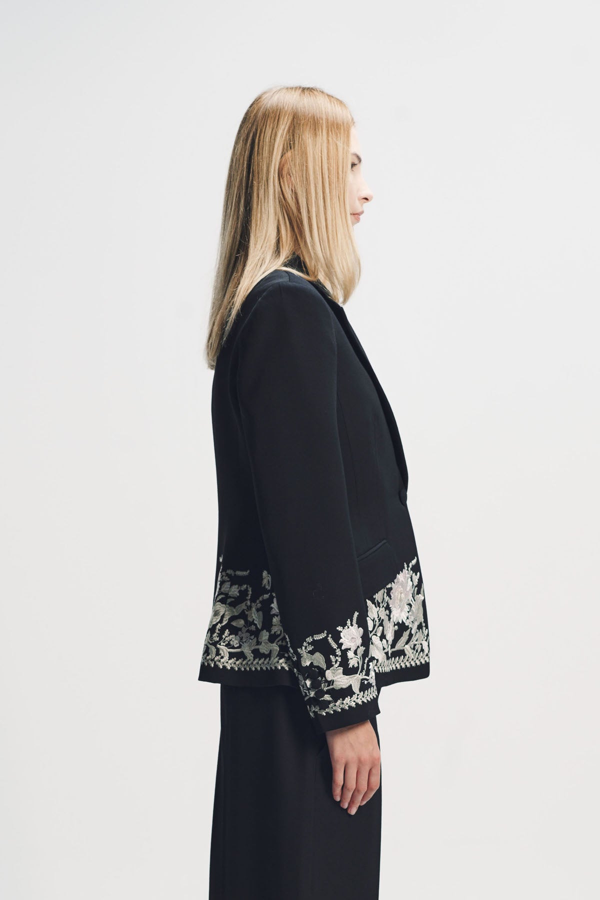 ERDEM | EMBROIDERED GRAIN DE POUDRE FITTED BLAZER