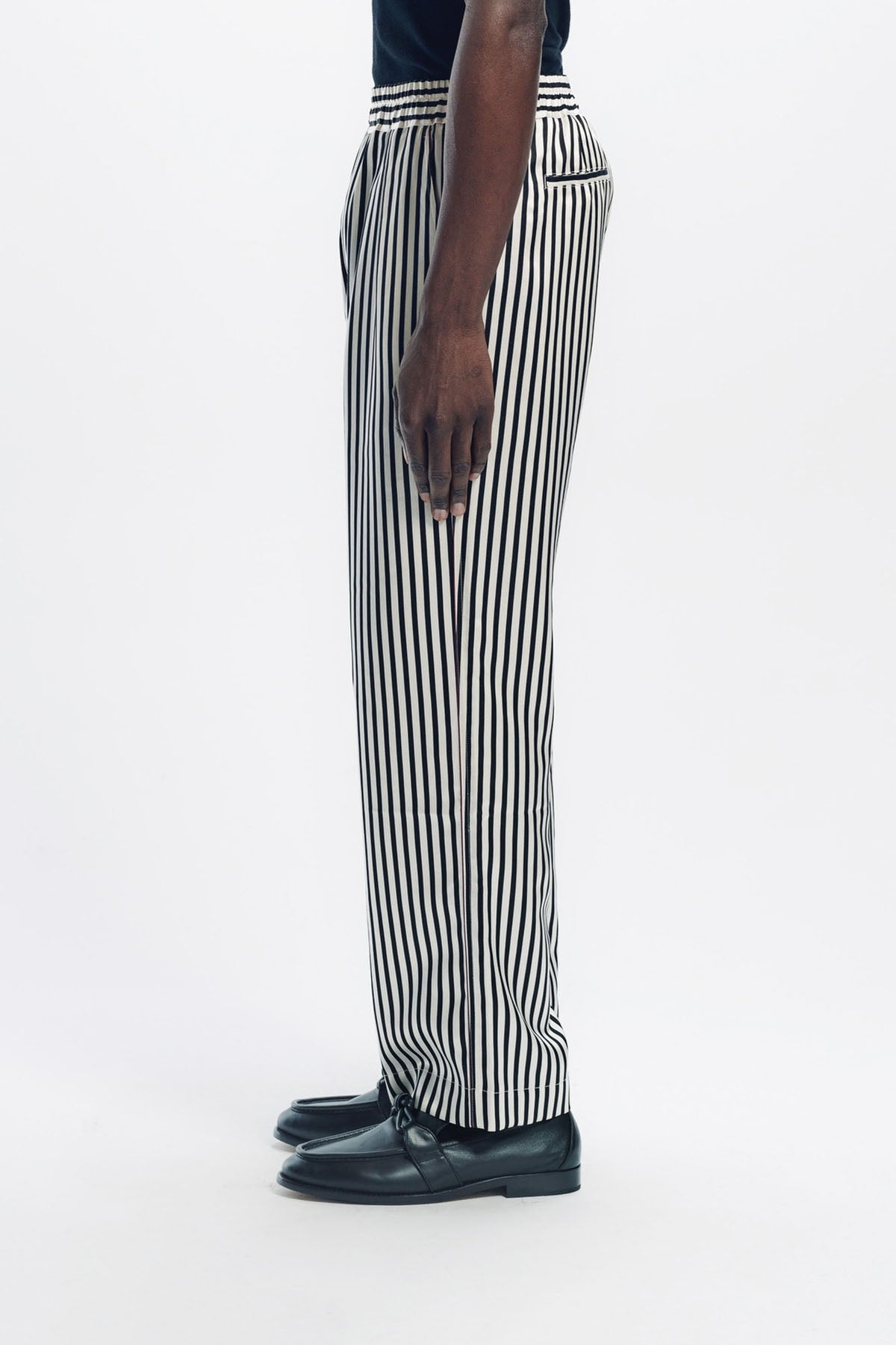 TOM FORD | BATON STRIPE FLUID SILK PLEATED LOUNGE PANTS
