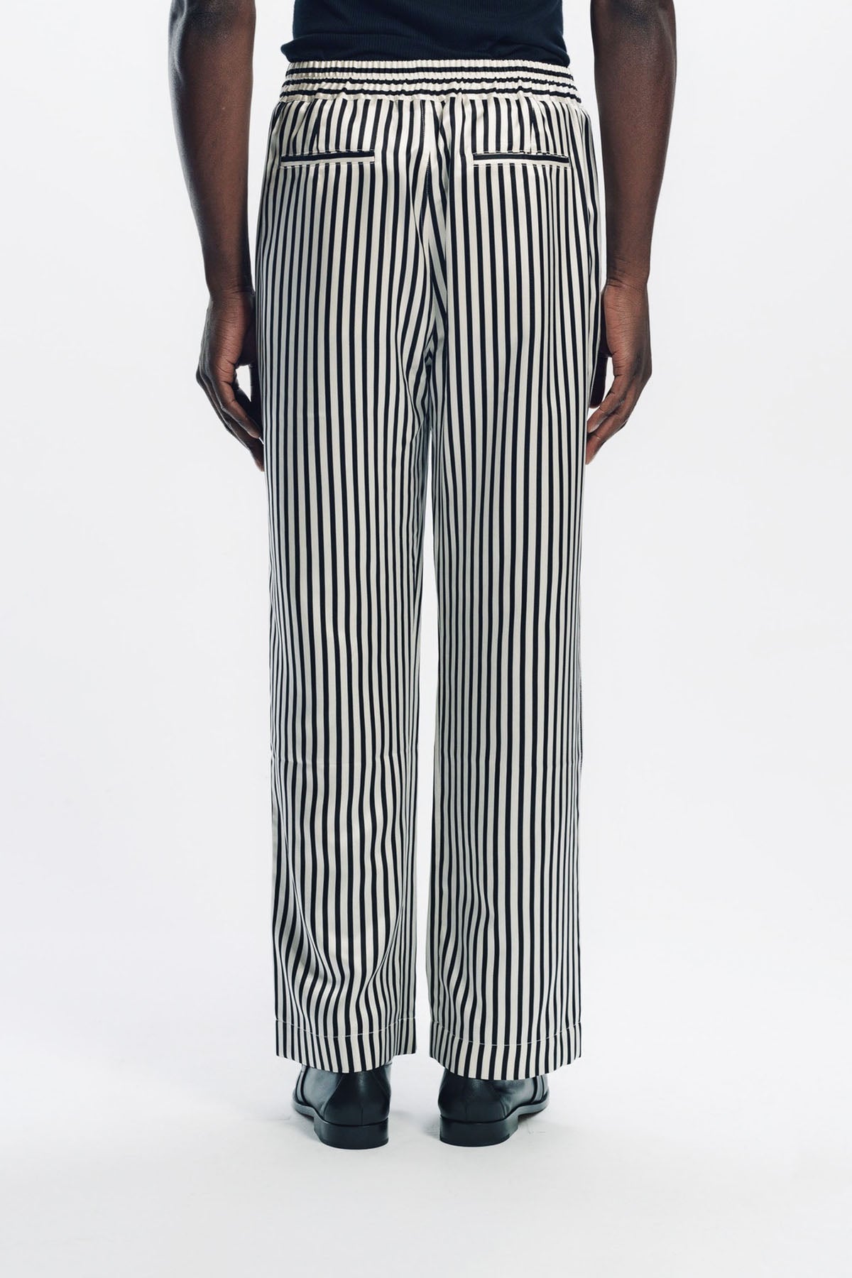 TOM FORD | BATON STRIPE FLUID SILK PLEATED LOUNGE PANTS