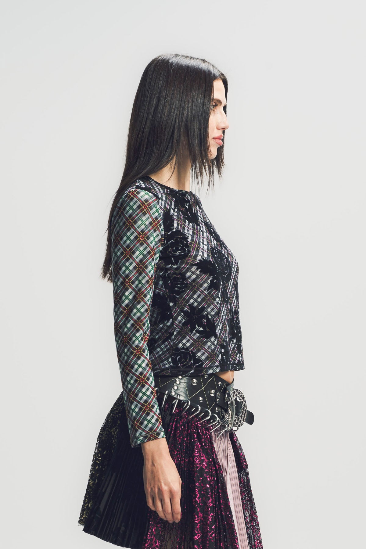 chopova lowena タンクトップ　ノースリーブ　キャミ　チョポバ CHOPOVA LOWENA | PICNIC PLAID FLOCKED TOP