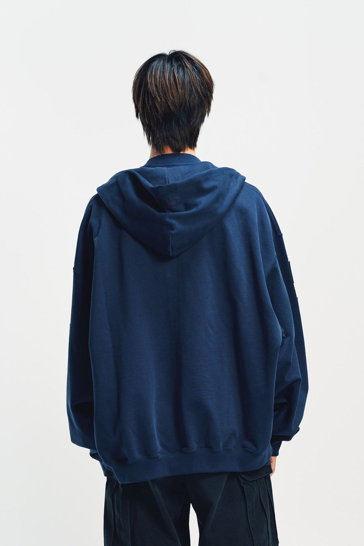 VETEMENTS | LEATHER BIKER CROSS ZIP-UP HOODIE