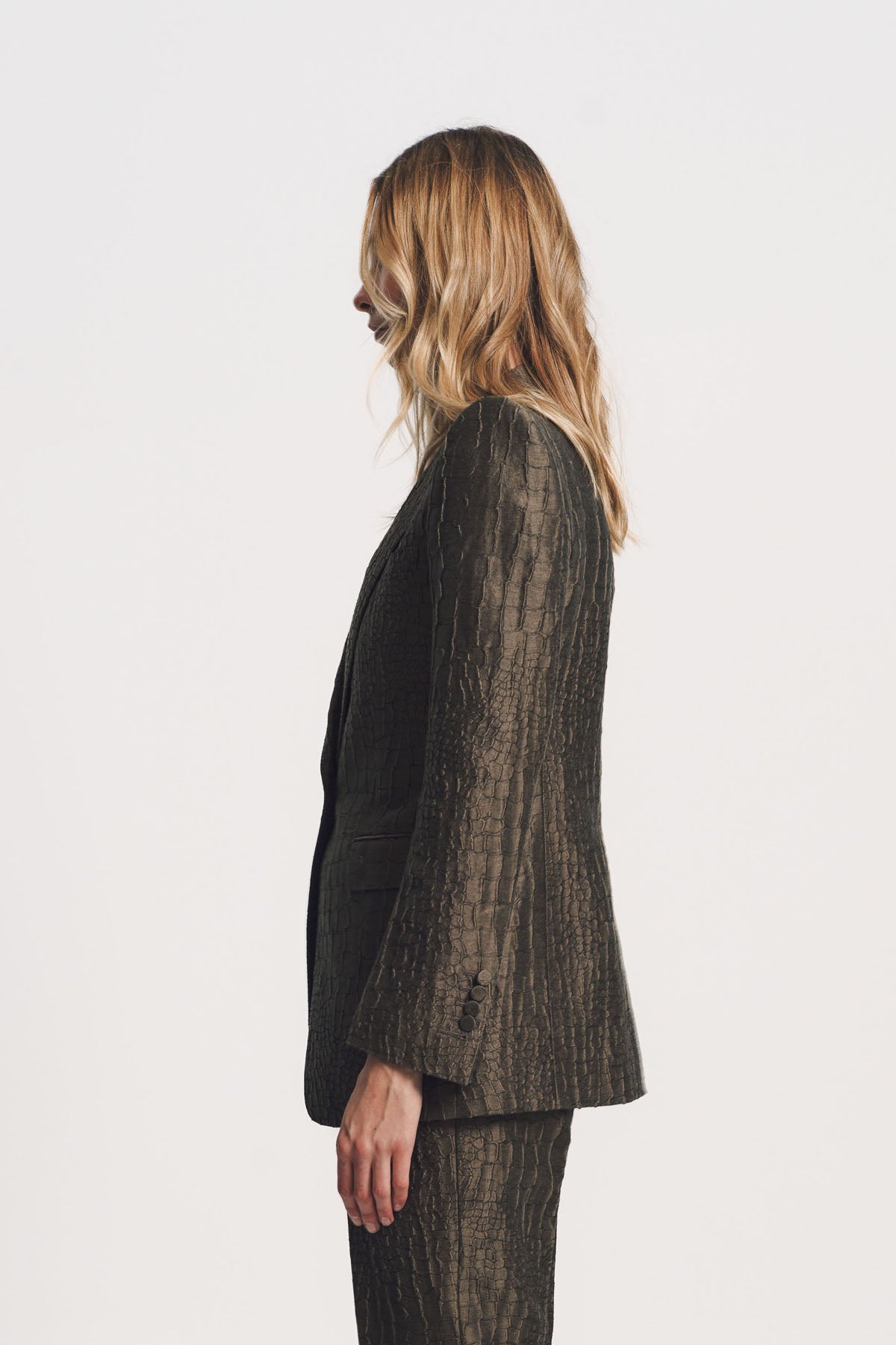 TOM FORD | CROCO JACQUARD SINGLE BREASTED PEAK LAPEL JACKET