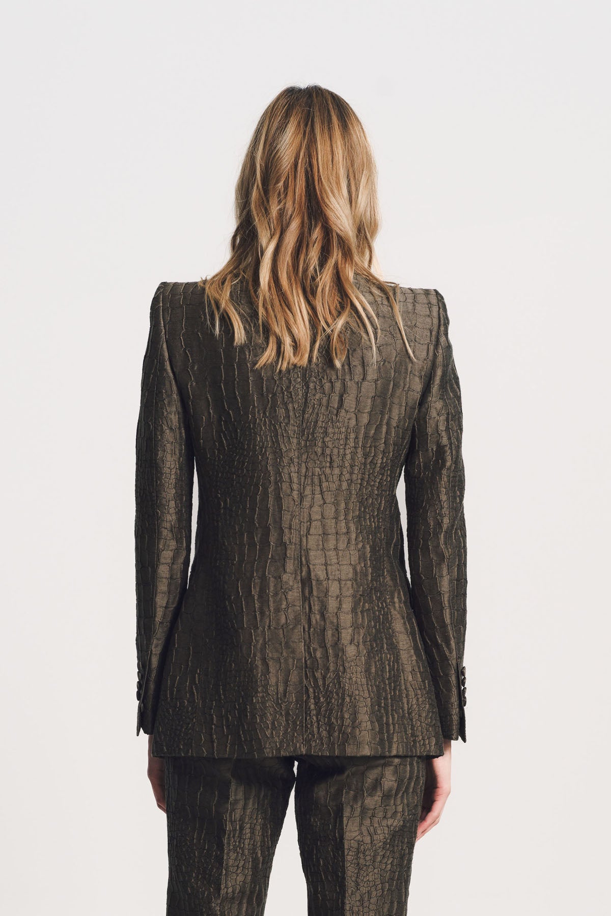 TOM FORD | CROCO JACQUARD SINGLE BREASTED PEAK LAPEL JACKET