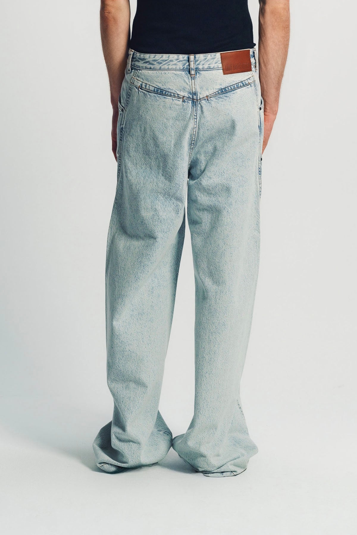 LOUIS GABRIEL NOUCHI | LIGHT WASH DENIM DARTED STRAIGHT TROUSERS