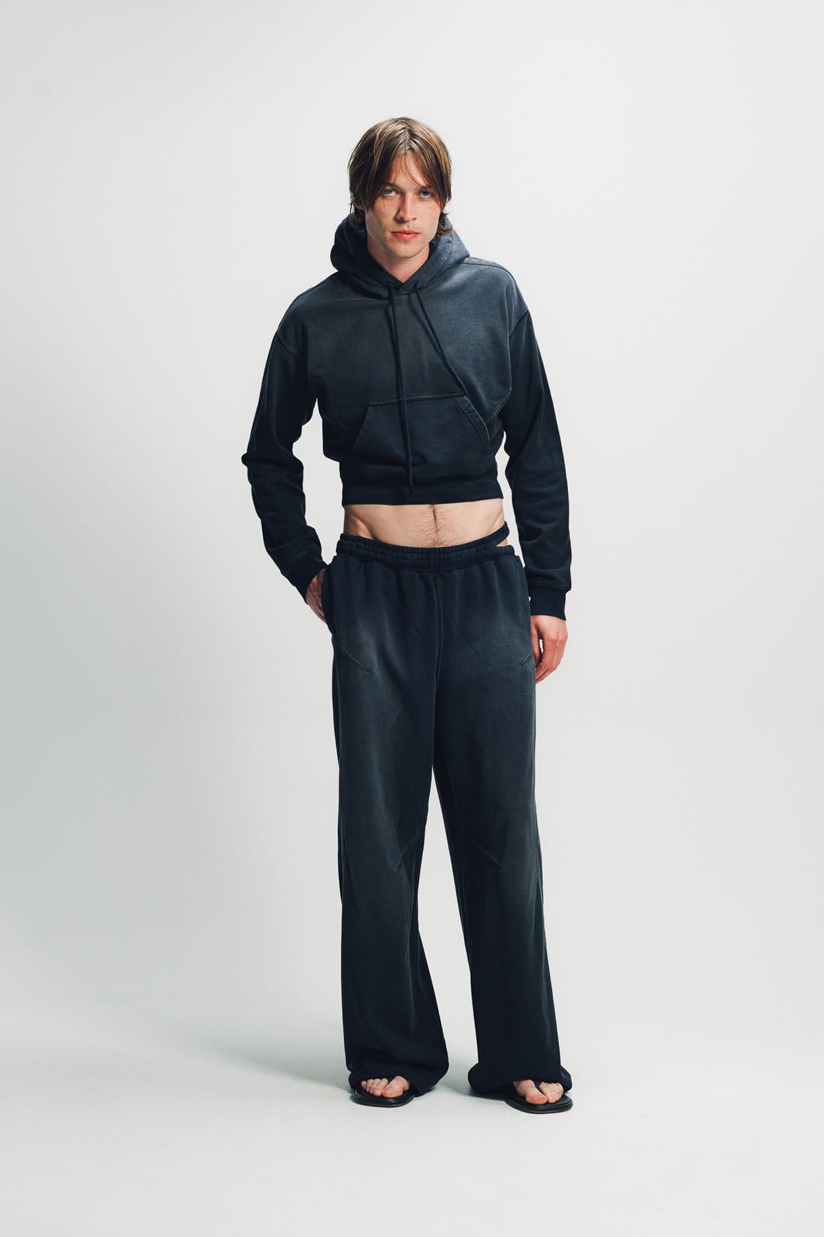 LOUIS GABRIEL NOUCHI | CROPPED SUNWASH COTTON HOODIE
