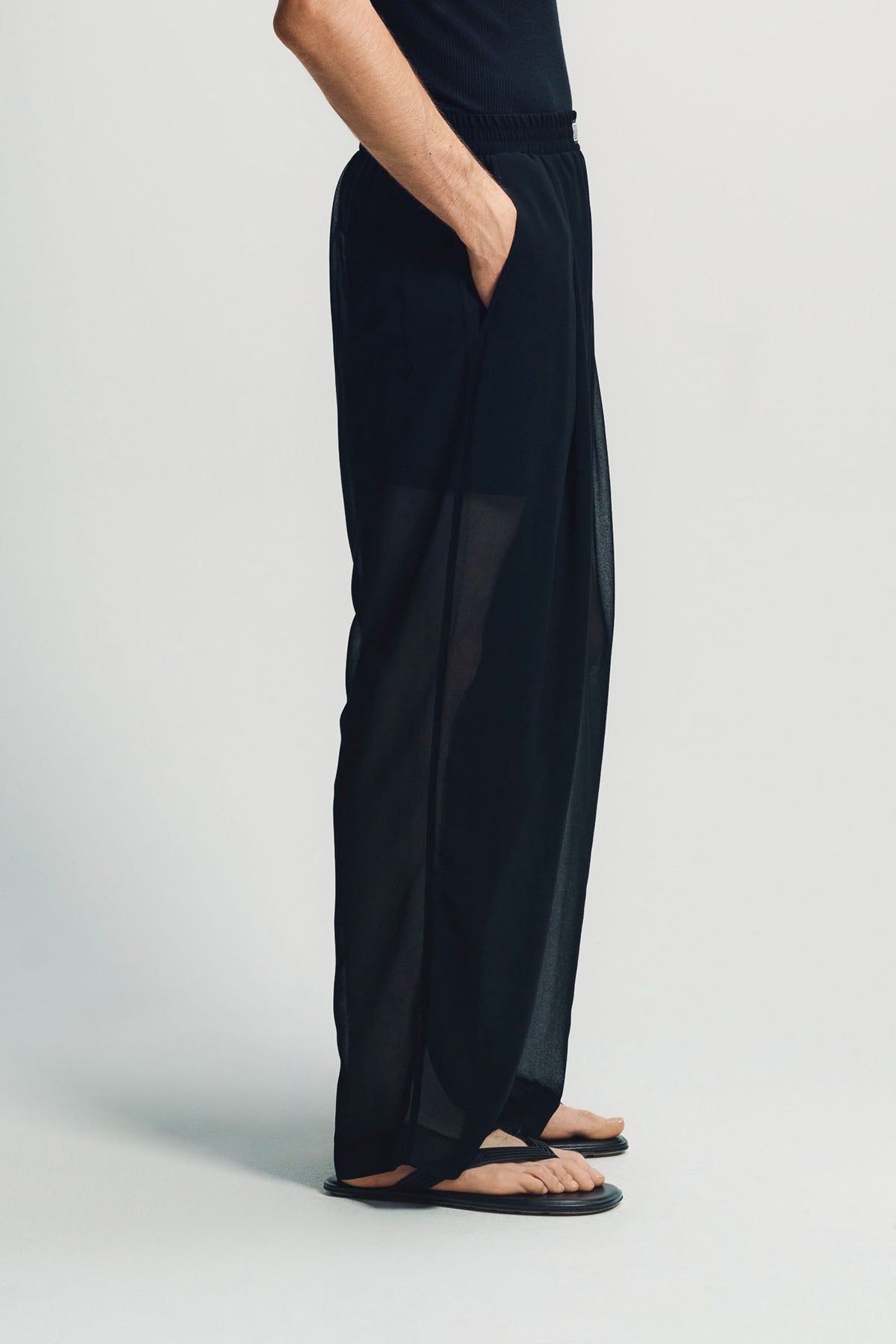 LOUIS GABRIEL NOUCHI | BLACK DARTED STRAIGHT TROUSERS