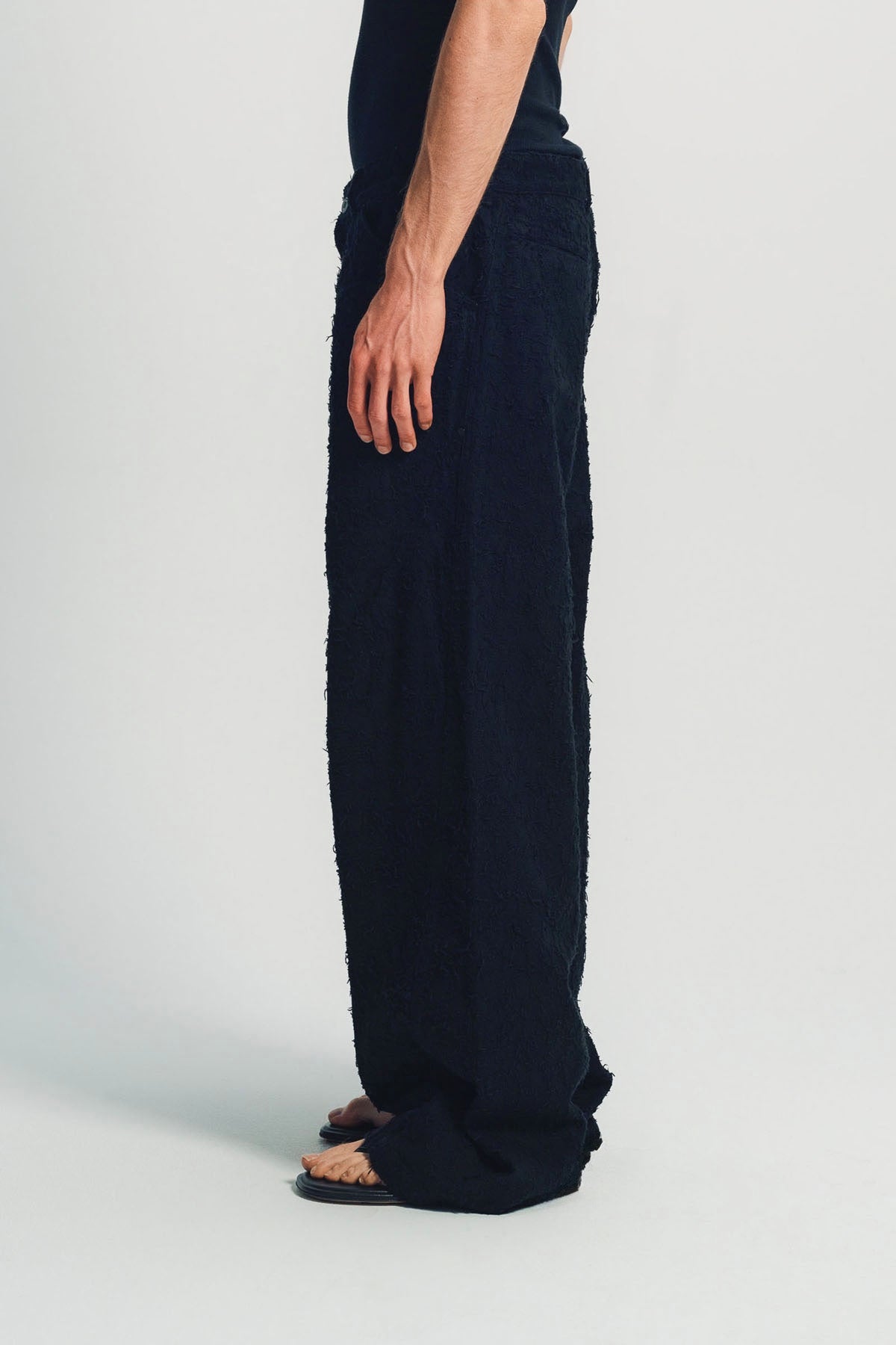 LOUIS GABRIEL NOUCHI | BLACK DARTED STRAIGHT TROUSERS