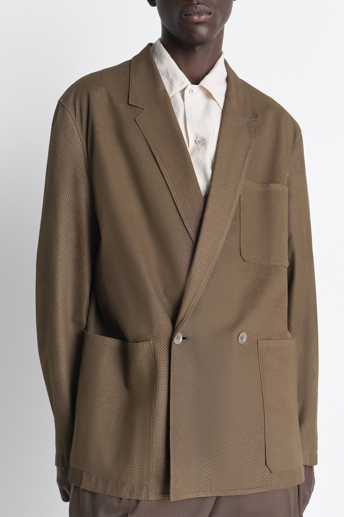 LEMAIRE | DOUBLE BREASTED LEATHER TAILORED JACKET