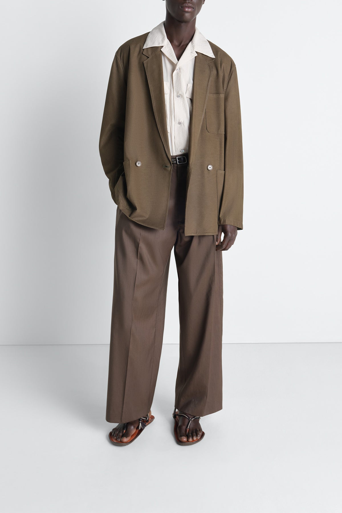LEMAIRE | DOUBLE BREASTED LEATHER TAILORED JACKET