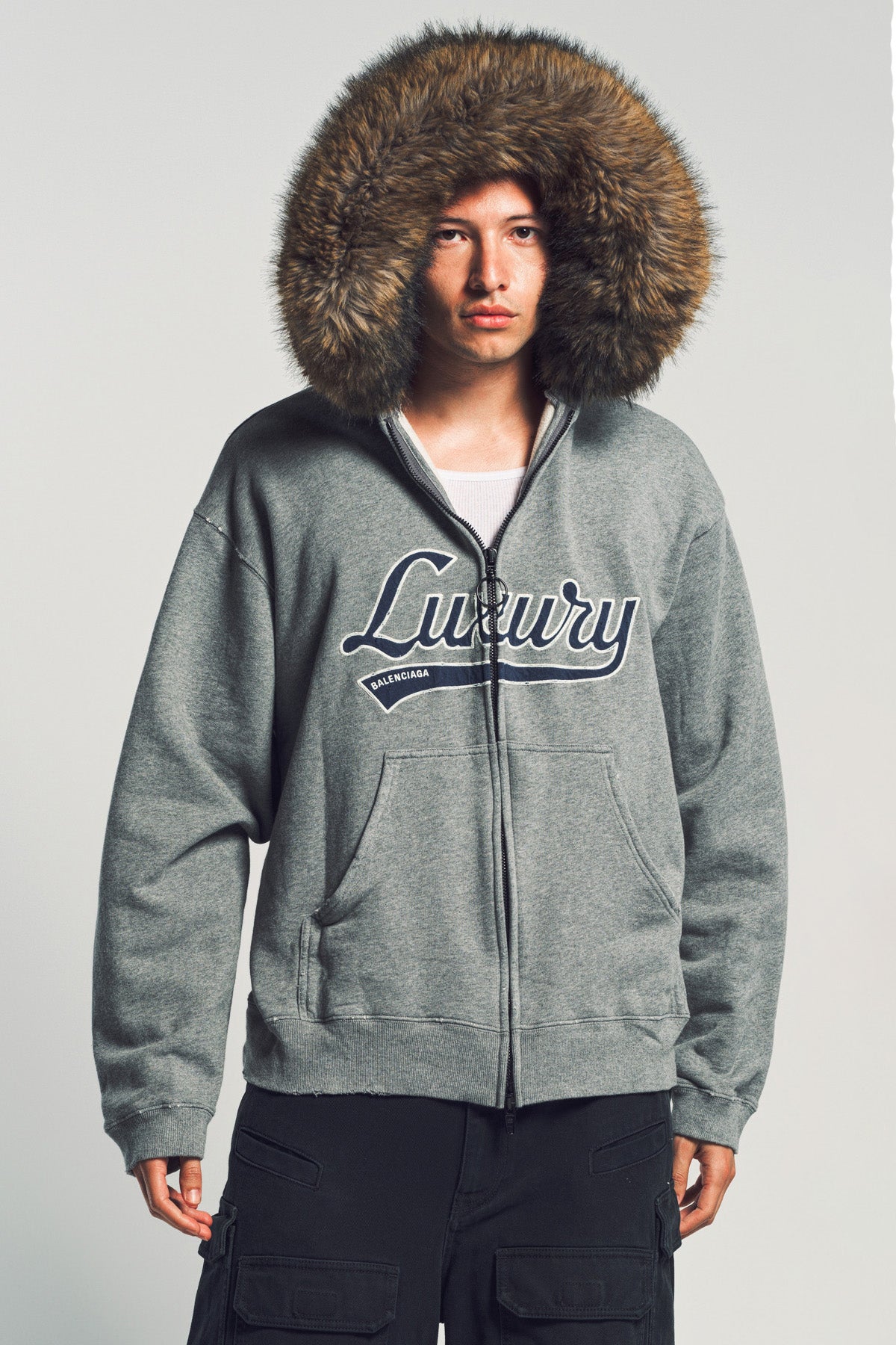 【バレンシアガ　LUXURY SCRIPT HOODIE】 BALENCIAGA | LUXURY SCRIPT OVERSIZED ZIP-UP HOODIE