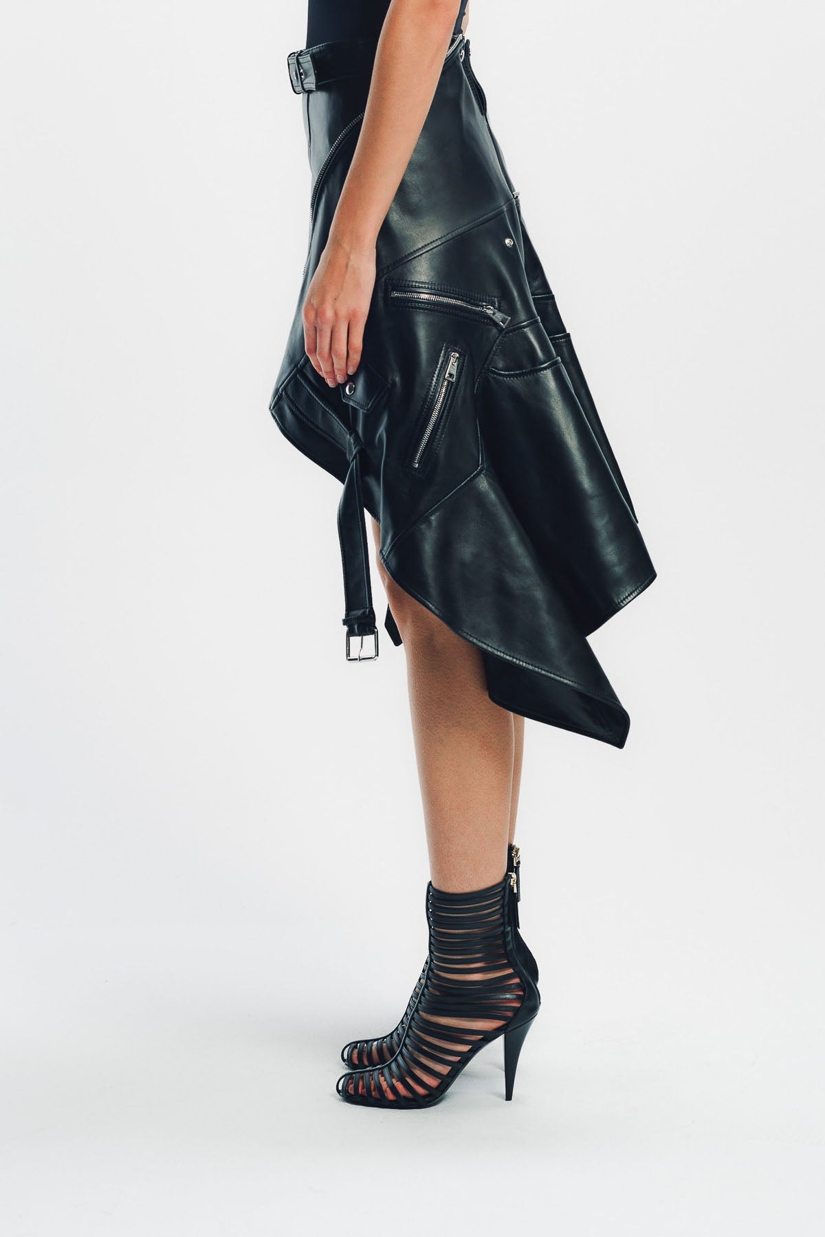 GIVENCHY | ASYMMETRIC LEATHER BIKER SKIRT