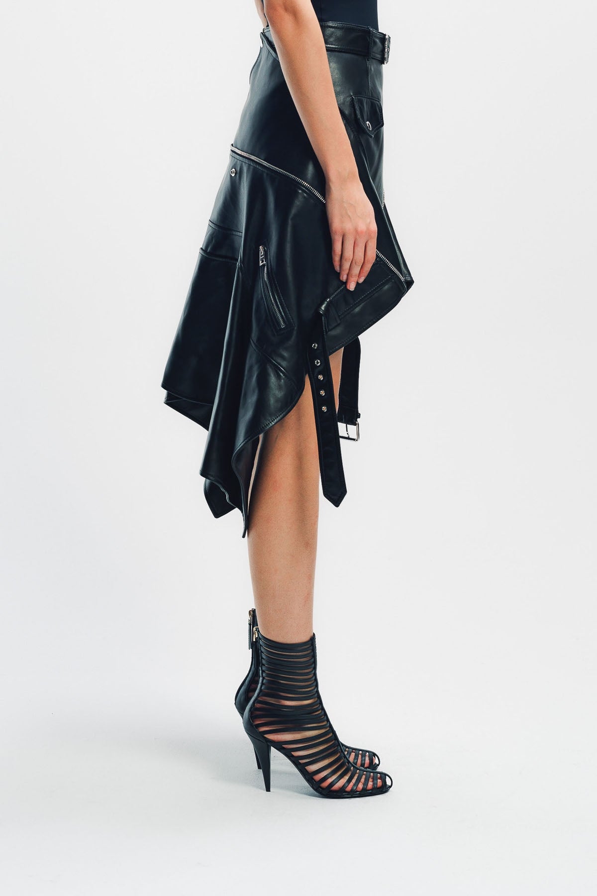 GIVENCHY | ASYMMETRIC LEATHER BIKER SKIRT