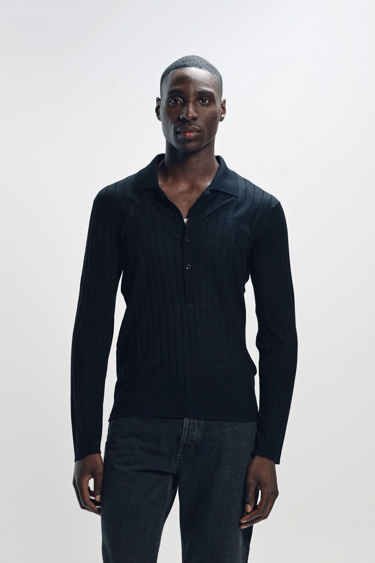 SAINT LAURENT | LONG SLEEVE POLO IN WOOL