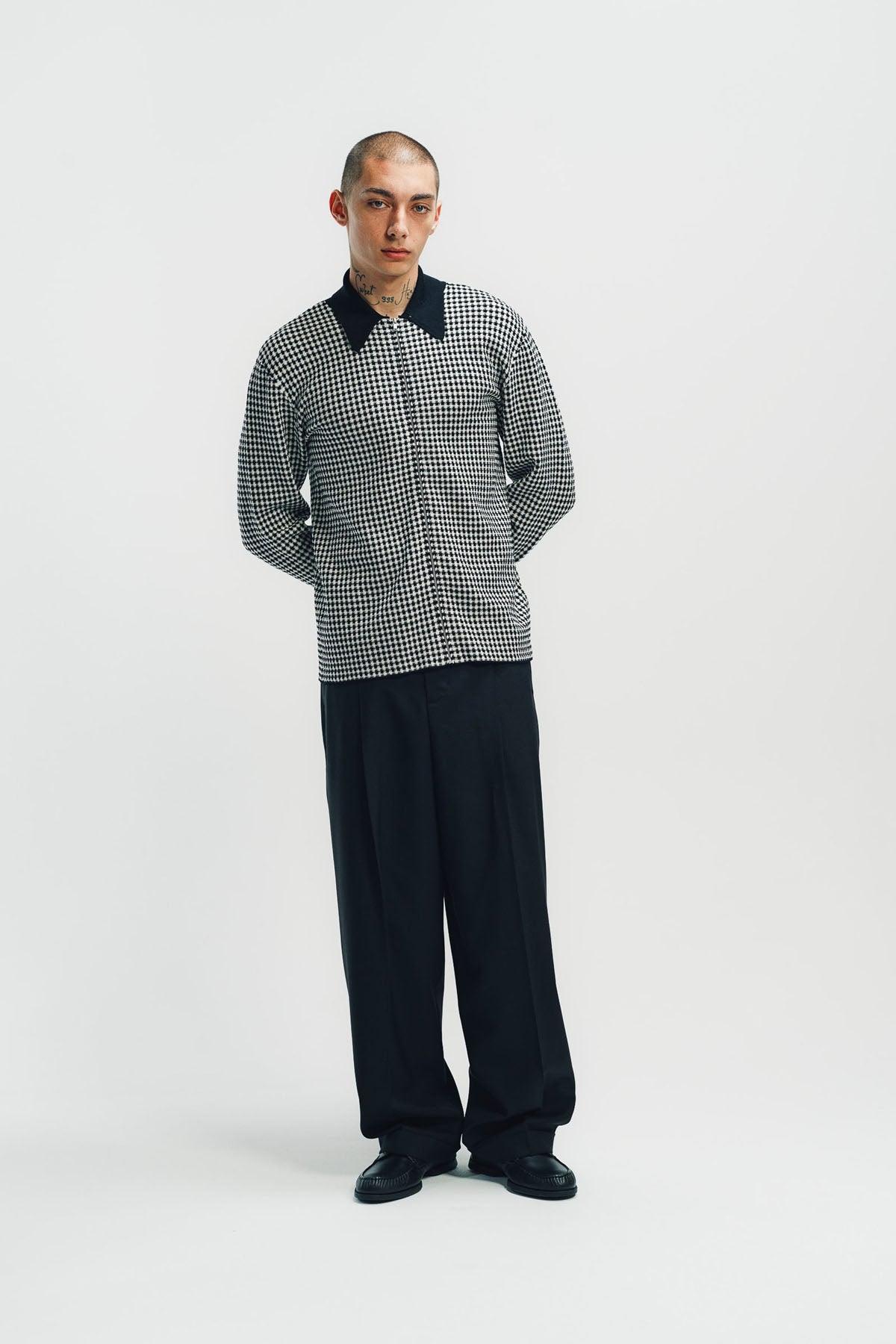 JIL SANDER | HOUNDSTOOTH ZIP-UP SHIRT