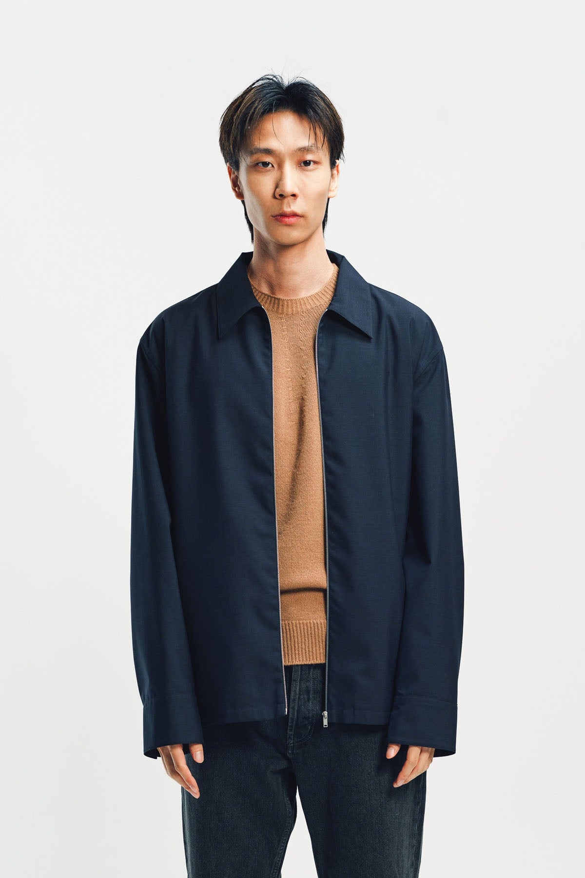JIL SANDER | WOOL POPLIN ZIP-UP SHIRT