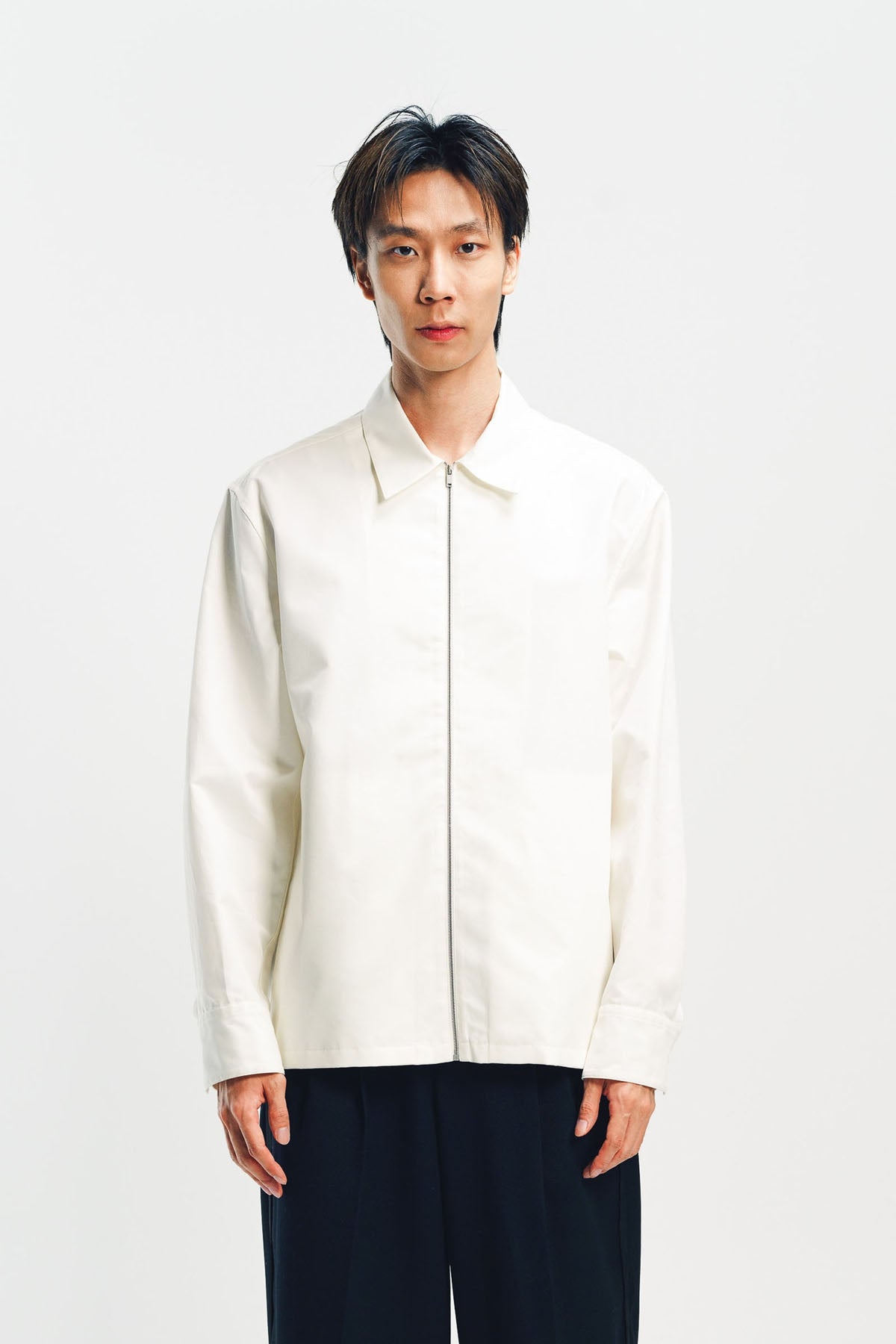 JIL SANDER | COTTON POPLIN ZIP-UP SHIRT