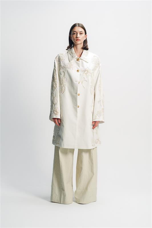 DRIES VAN NOTEN | EMBROIDERED A-LINE COAT